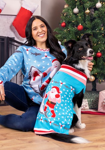 Men's Santa vs Shark Ugly Christmas Costume Sweater