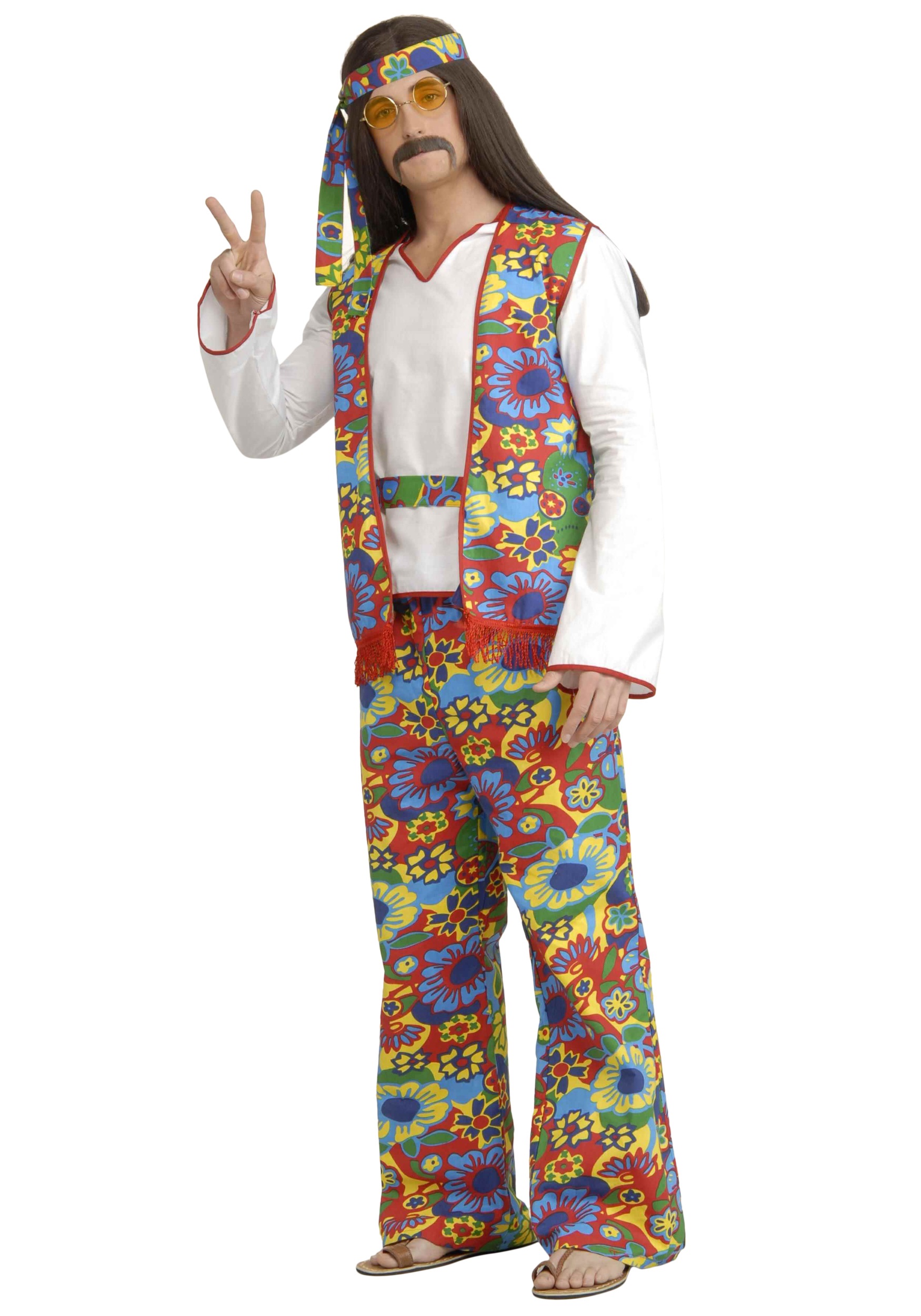 Da Uomo 60s 70s Hippy Hippie Psichedelico Suit Costume-Fast FREE POST 