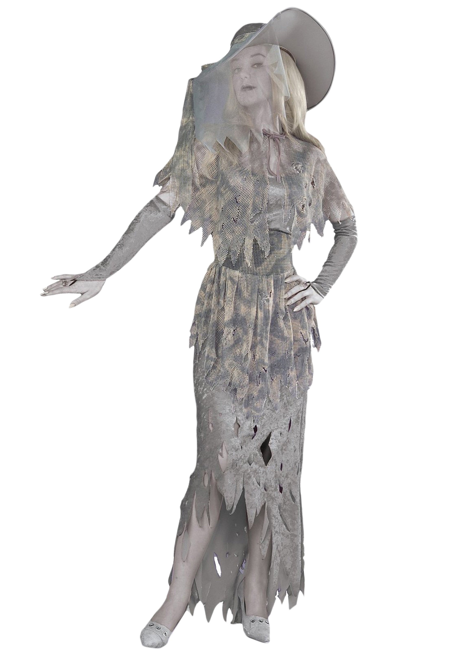 Womens White Ghostly Tattered Ragged Spirit Skirt Costume Accessory 