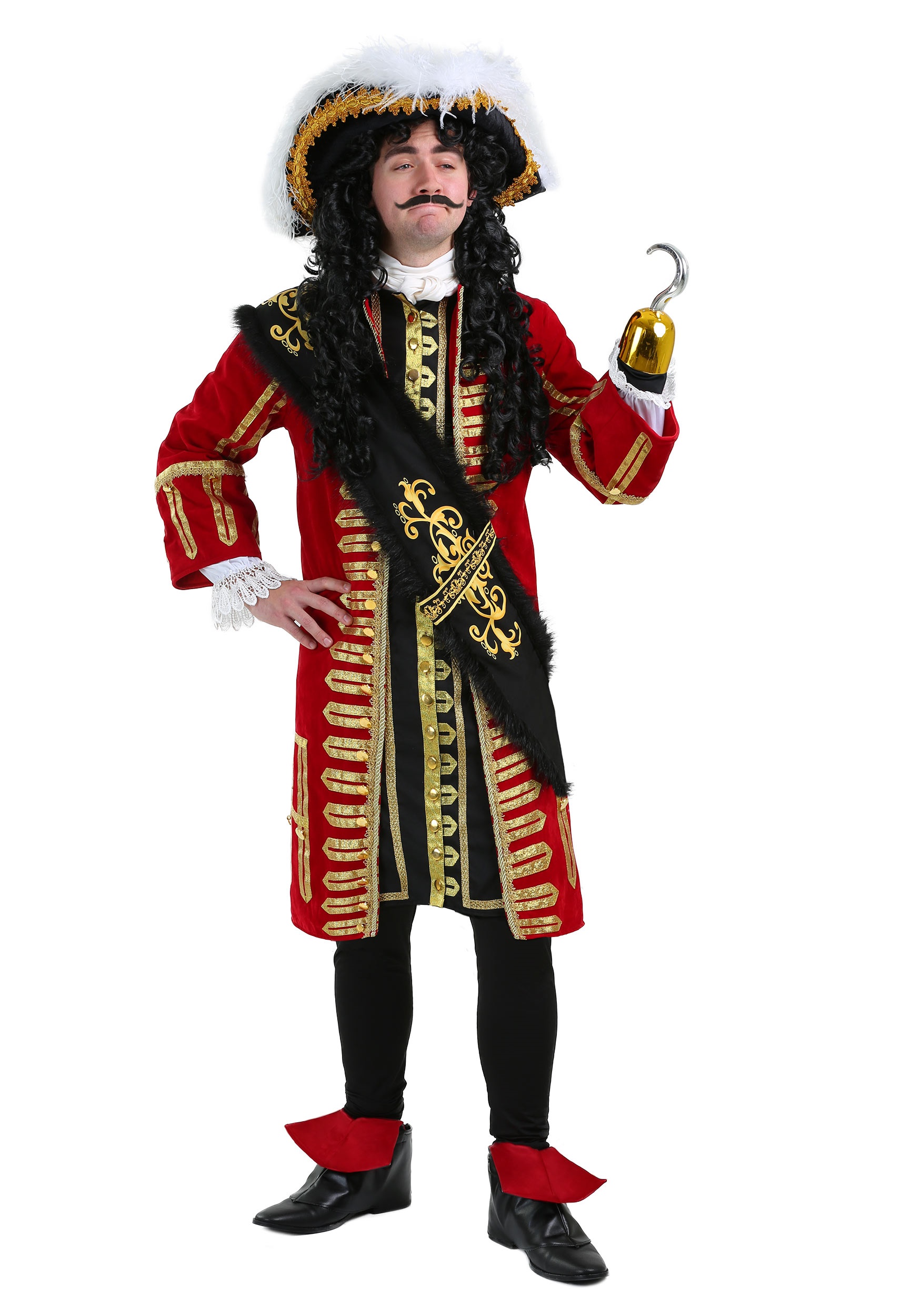 Sexy Pirate Costume  Female Captain Hook - Red/Black Stripe