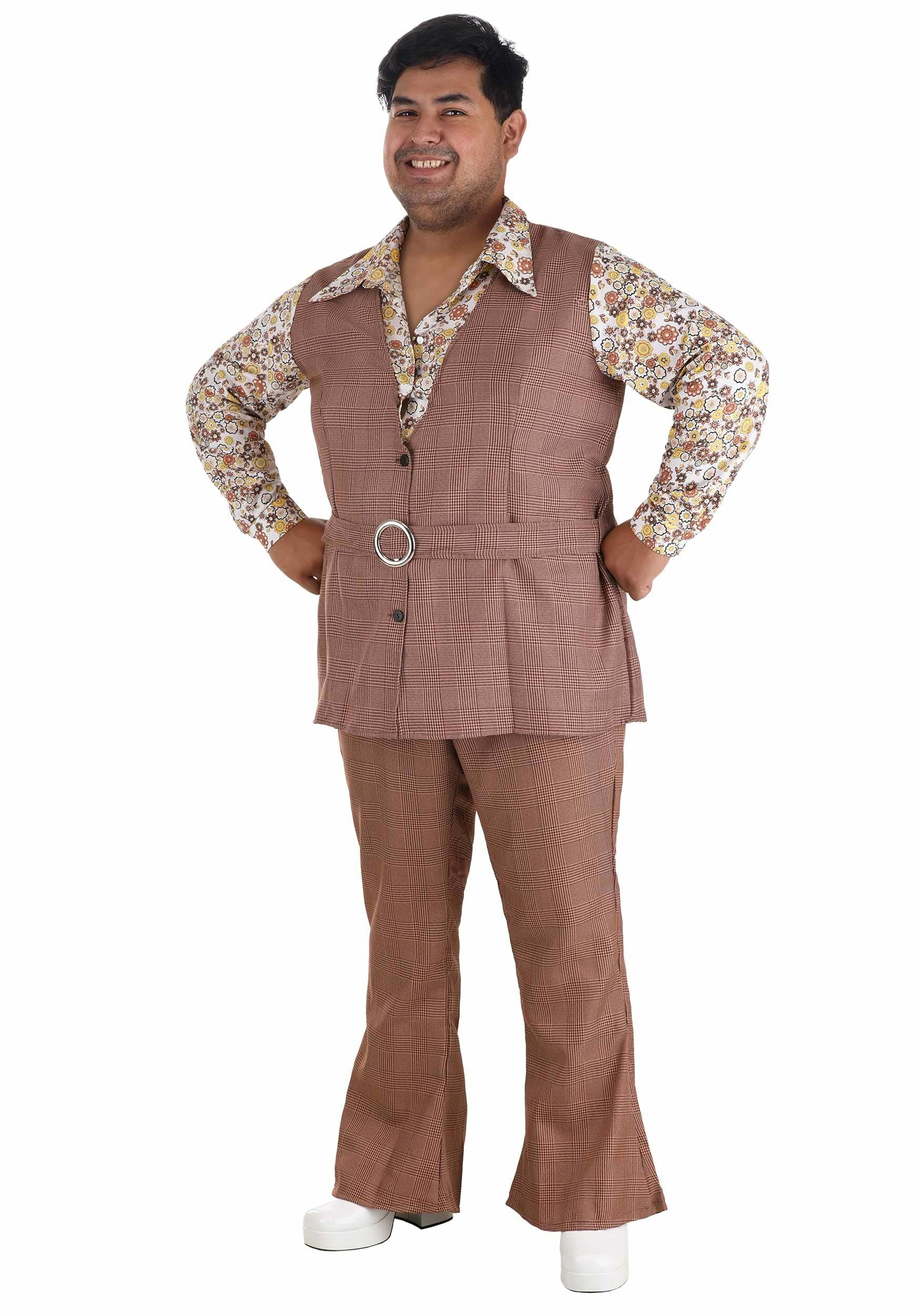 Plus Size Men's '70s Vest Costume , Decade Costumes