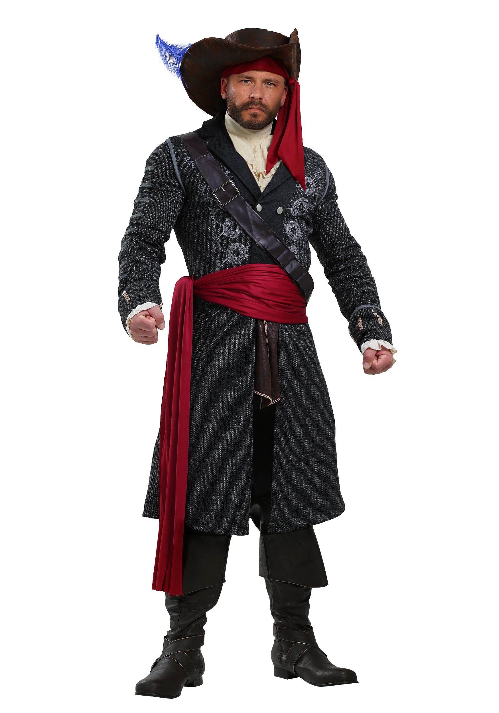 Blackbeard Costume For Plus Size Men , Men's Pirate Costume