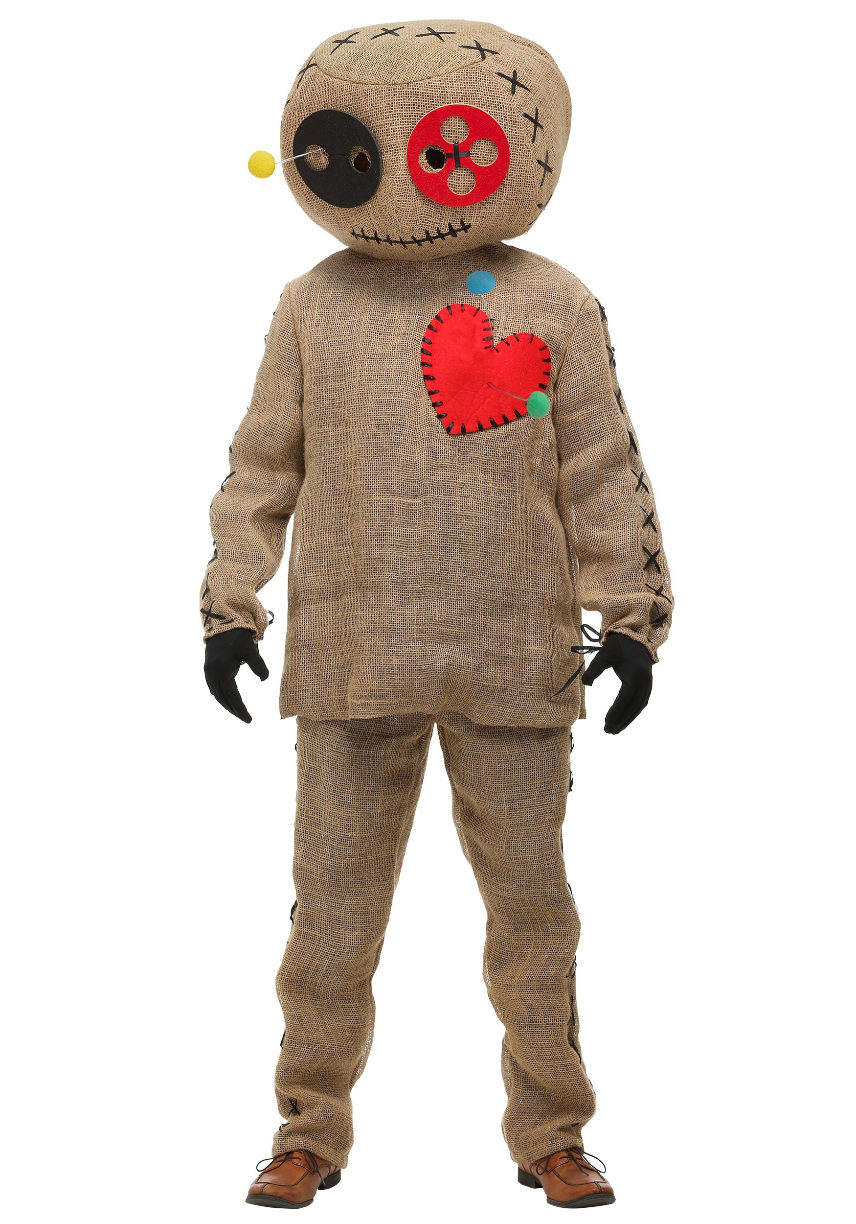 Adult Burlap Voodoo Doll Plus Size Costume Scary Halloween Costumes