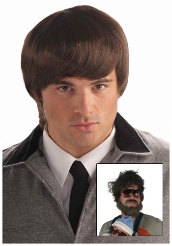 60s Mod Brown Mens Wig