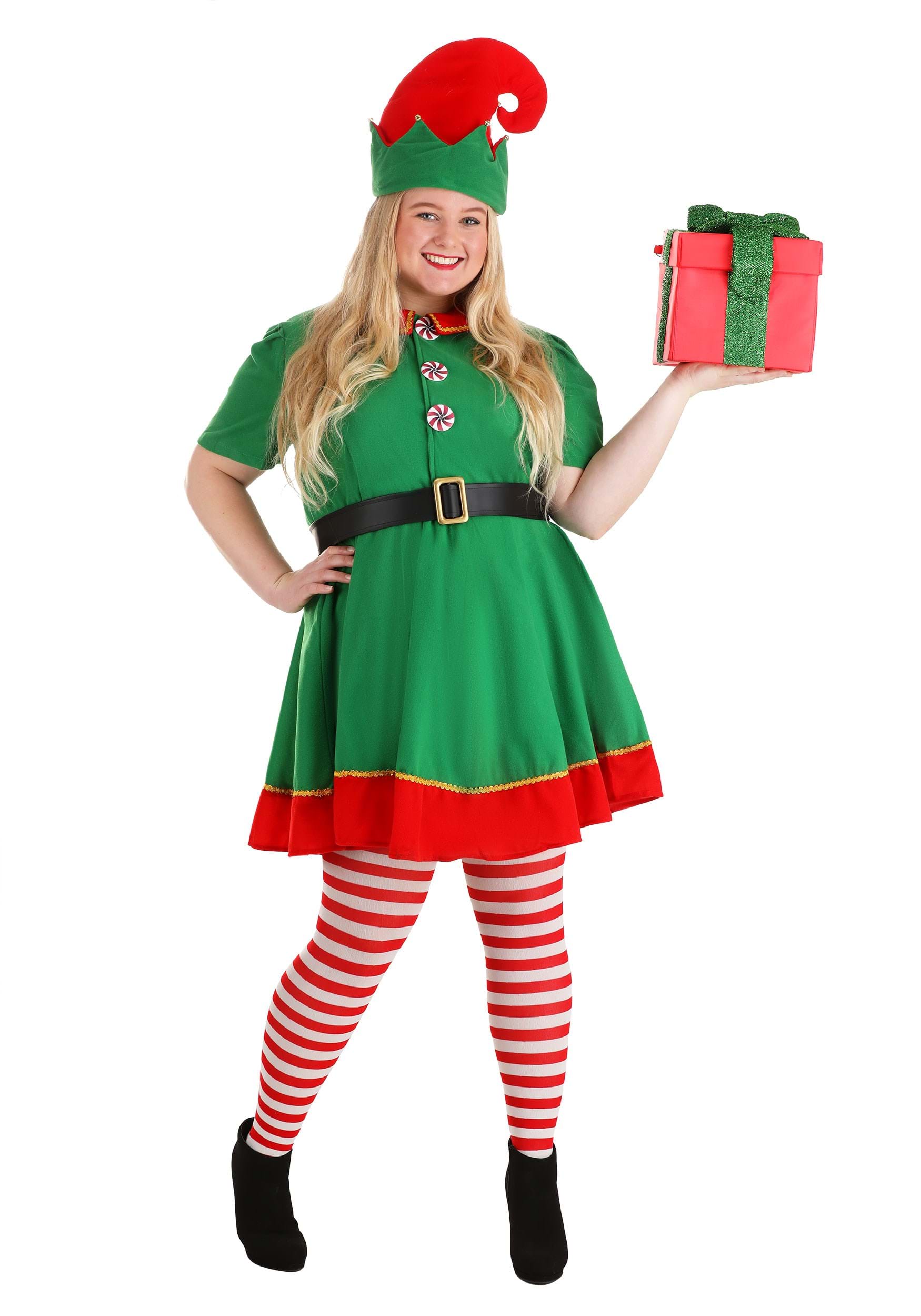 Photos - Fancy Dress Holiday FUN Costumes Women's Plus Size  Elf Costume Green/Red 