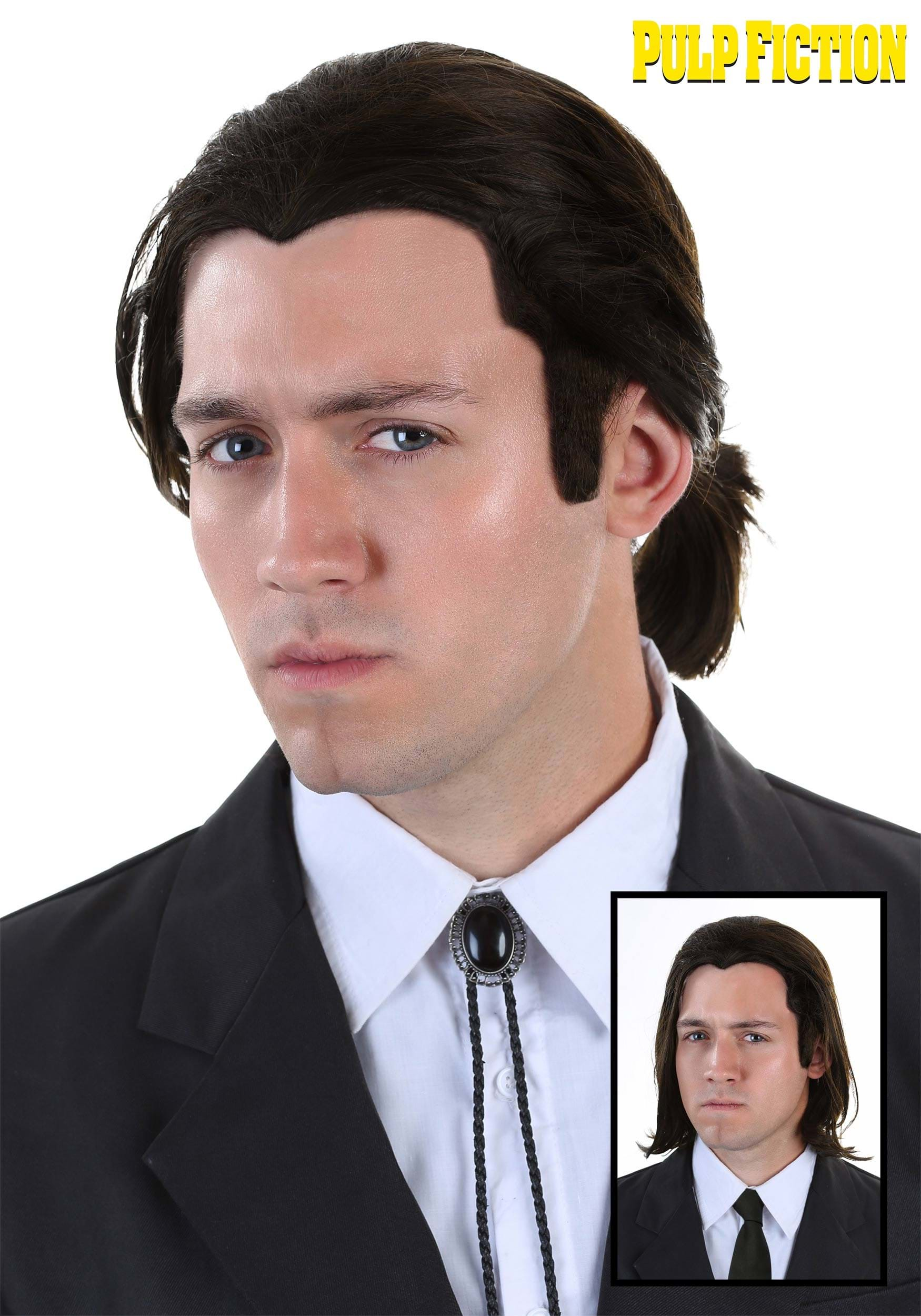 Pulp Fiction Vincent Vega Wig y Bolo Tie Set Multicolor