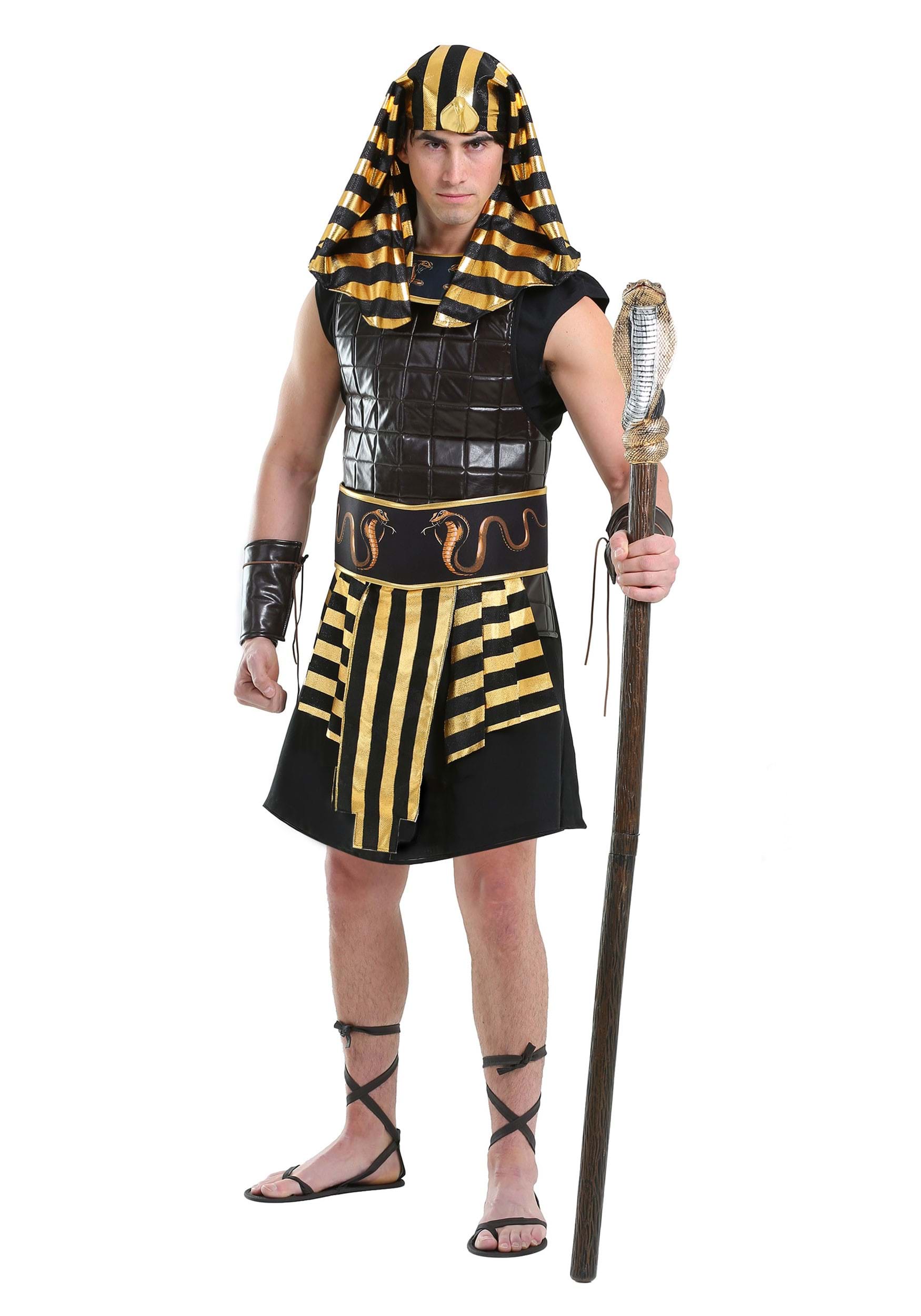 Mens 4 Piece Egyptian Egyptian Pharaoh Historical Fancy Dress Costume Outfit 