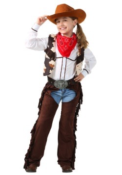 Black Suede Leather Children's Chaps & Vest Set Great Halloween Cowboy Costume!! 