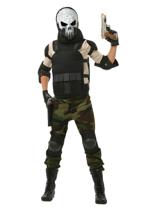 Boys Skull Military Man Costume