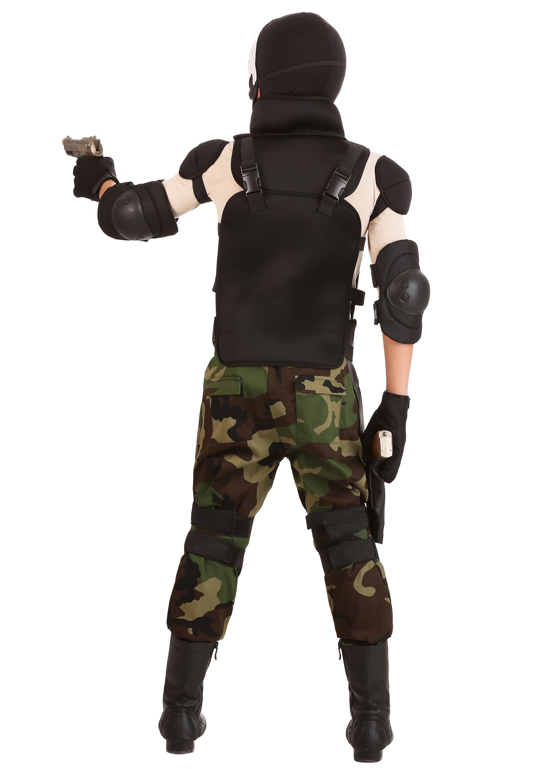 Disfraz de ejército de élite para niños con chaleco militar, casco de  juguete y accesorios, máscara de calavera, disfraz de soldado de Halloween  para
