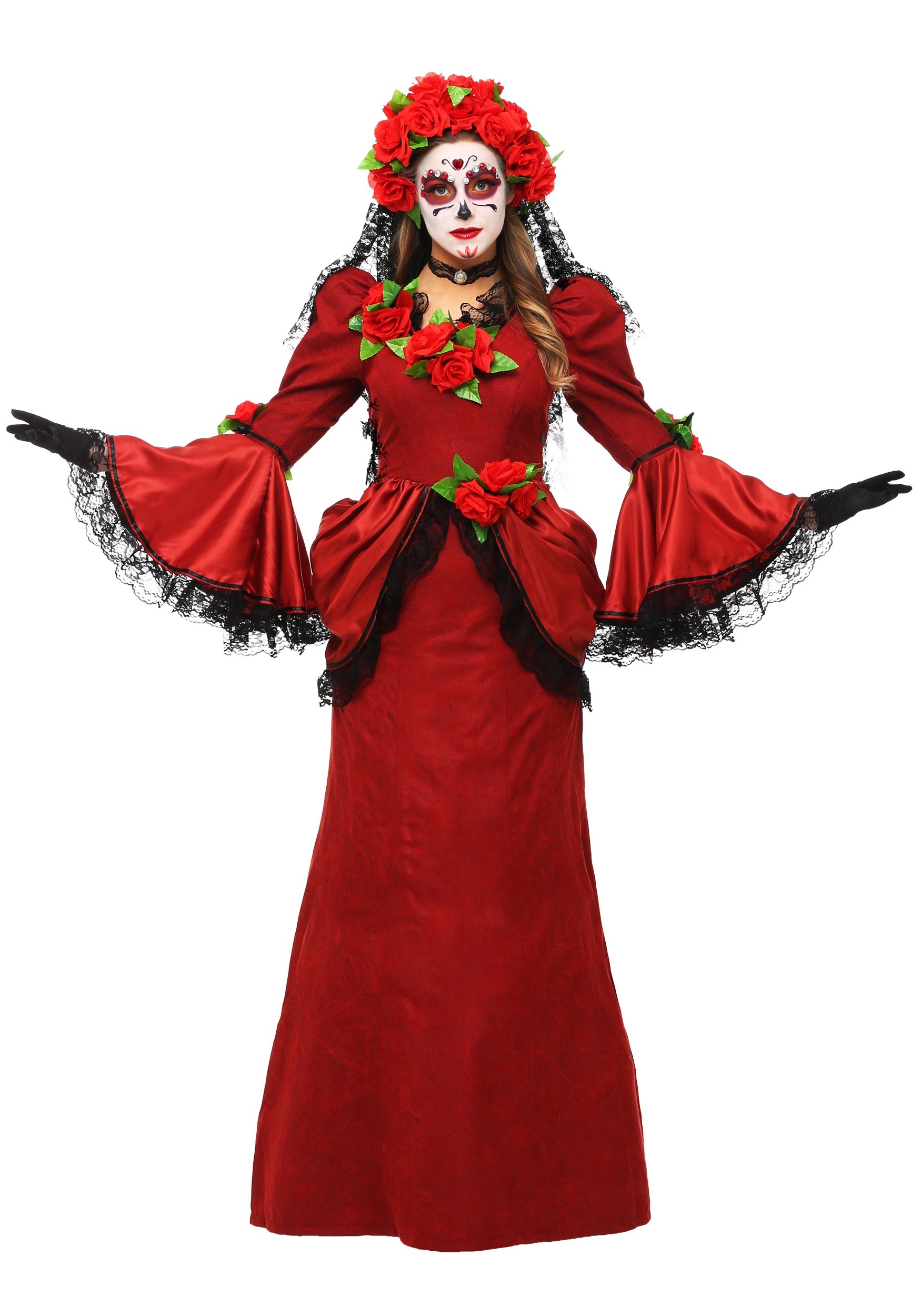 DAY OF THE DEAD WOMEN HALLOWEEN COSTUME ONE SIZE 