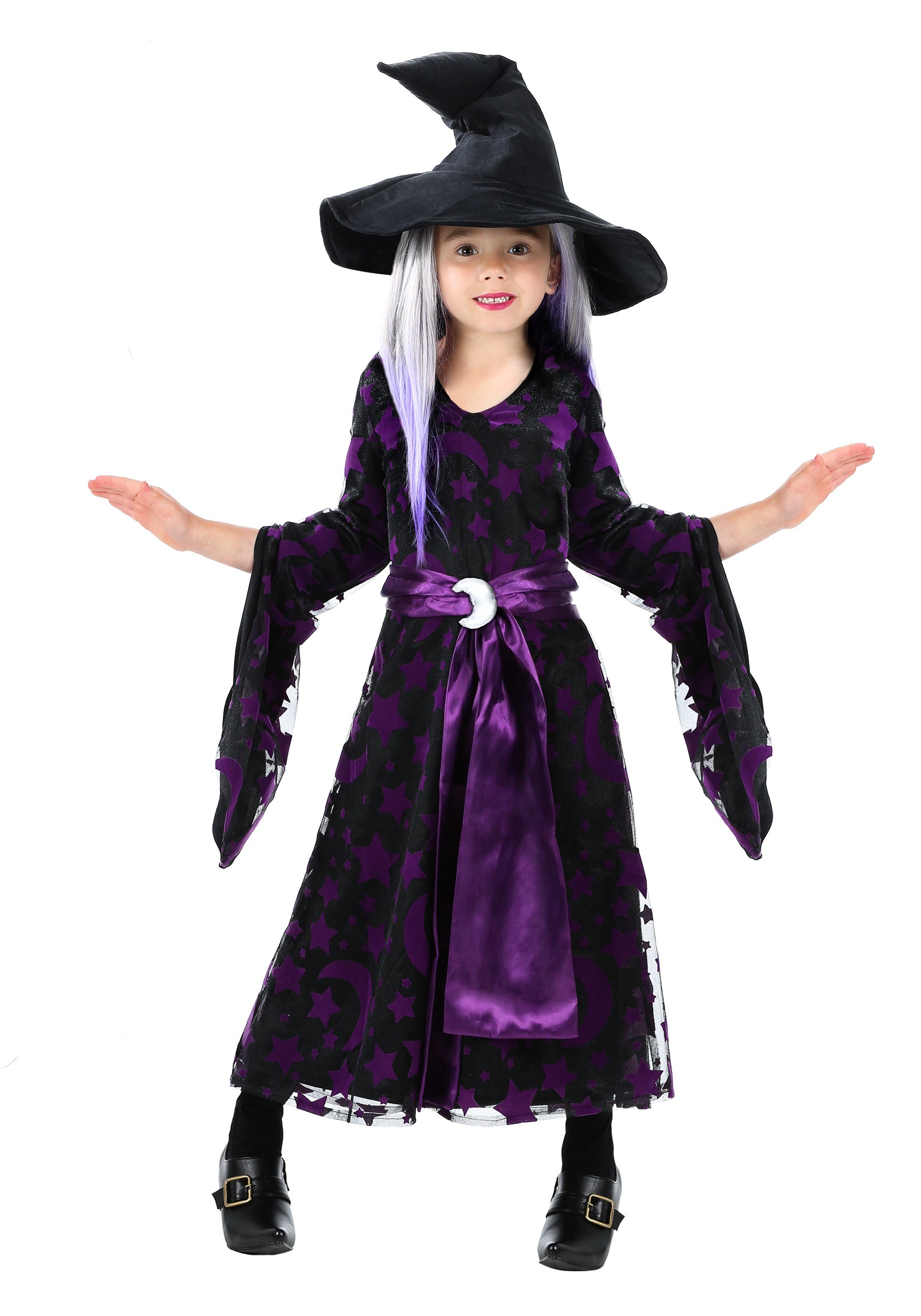 Photos - Fancy Dress MOON FUN Costumes Purple  Witch Toddler Girls Costume Black/Purple 