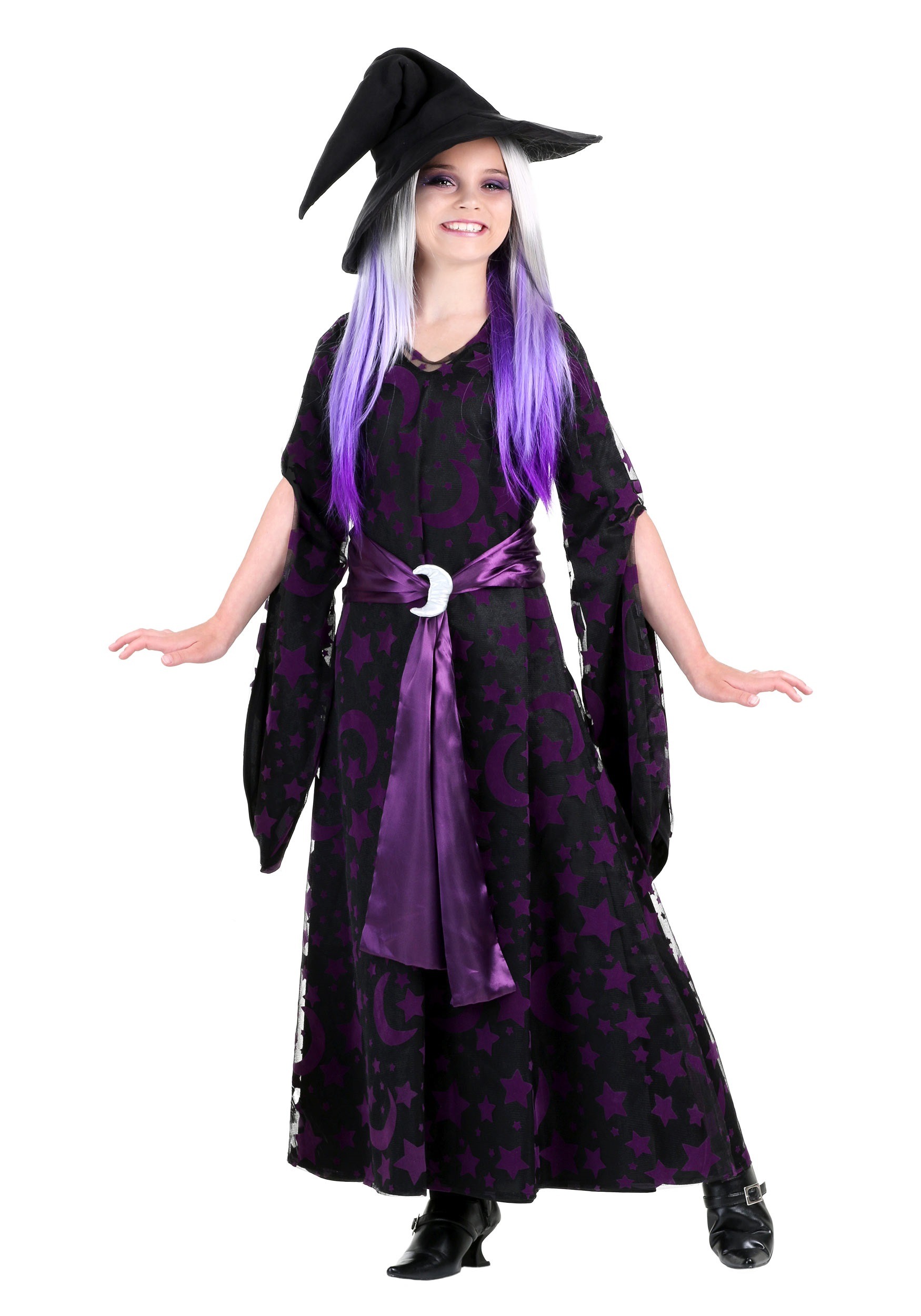 Photos - Fancy Dress MOON FUN Costumes Purple  Witch Girl's Costume Black/Purple 