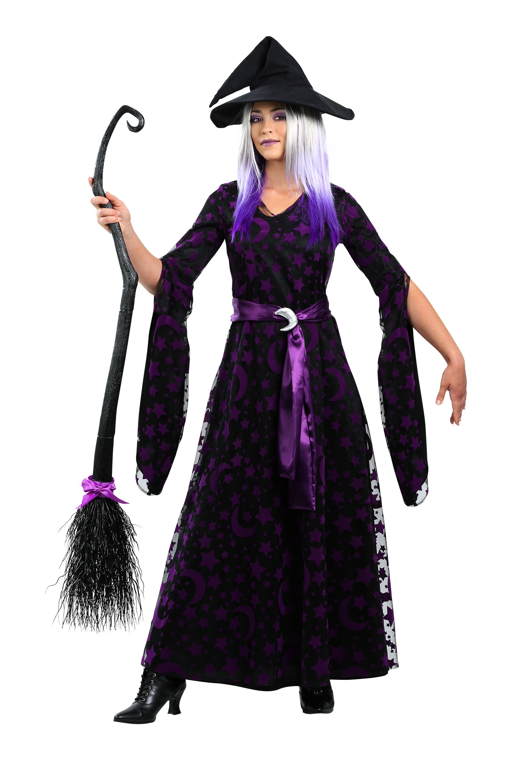 purple and black witch costume