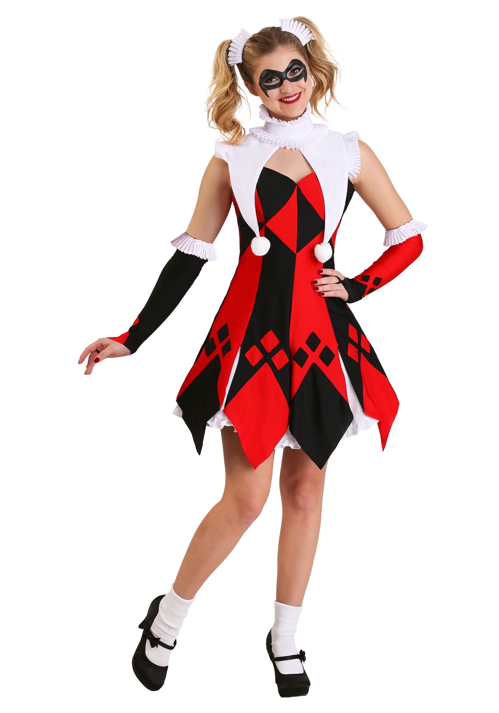 Photos - Fancy Dress FUN Costumes Cute Court Jester Costume for Women Black/Red/White