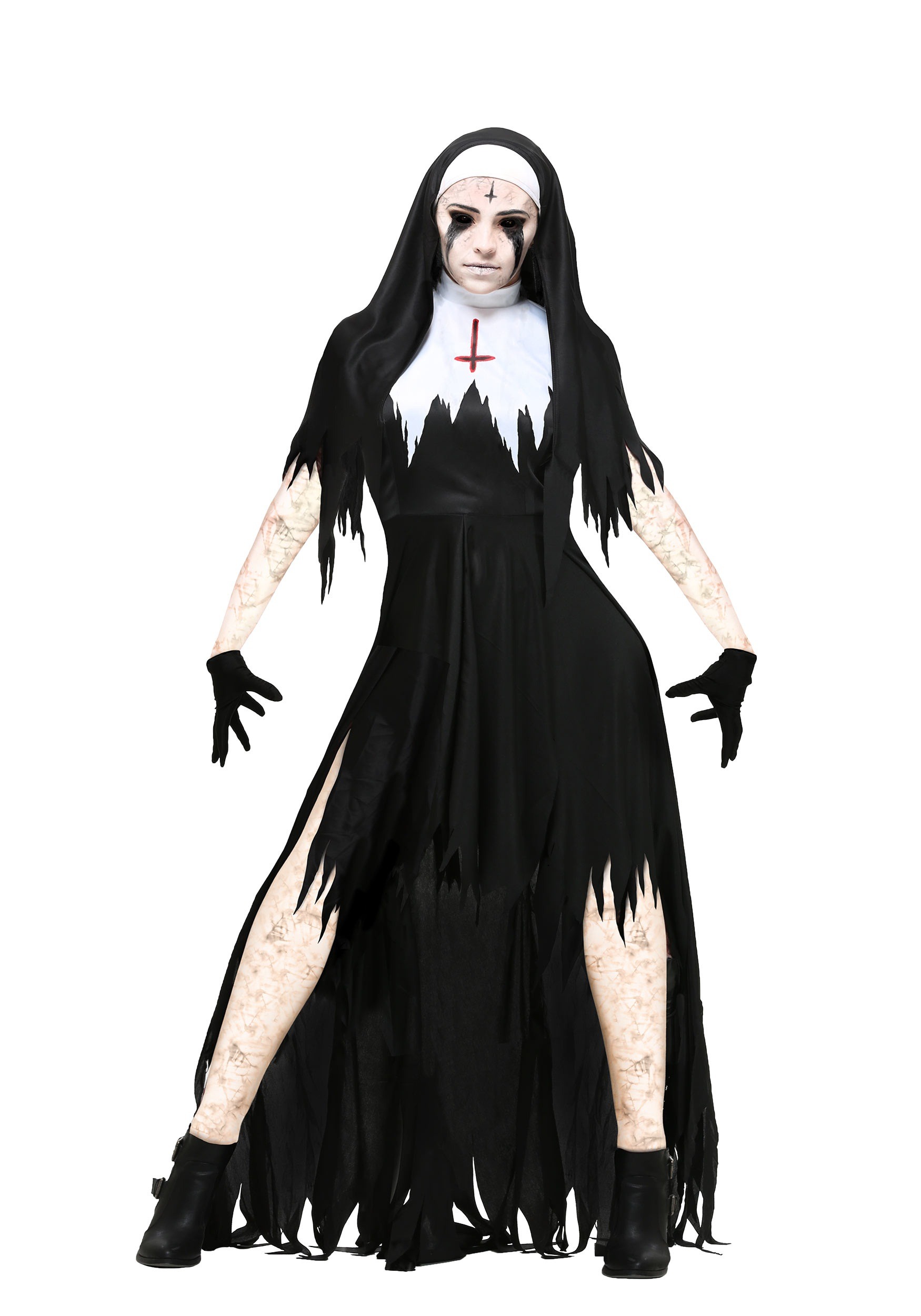 Photos - Fancy Dress FUN Costumes Plus Size Dreadful Nun Costume for Women Black/White