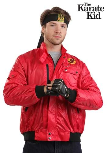 MENS COBRA KAI JACKET KARATE KID JOHNNY LAWRENCE RED REAL BIKER