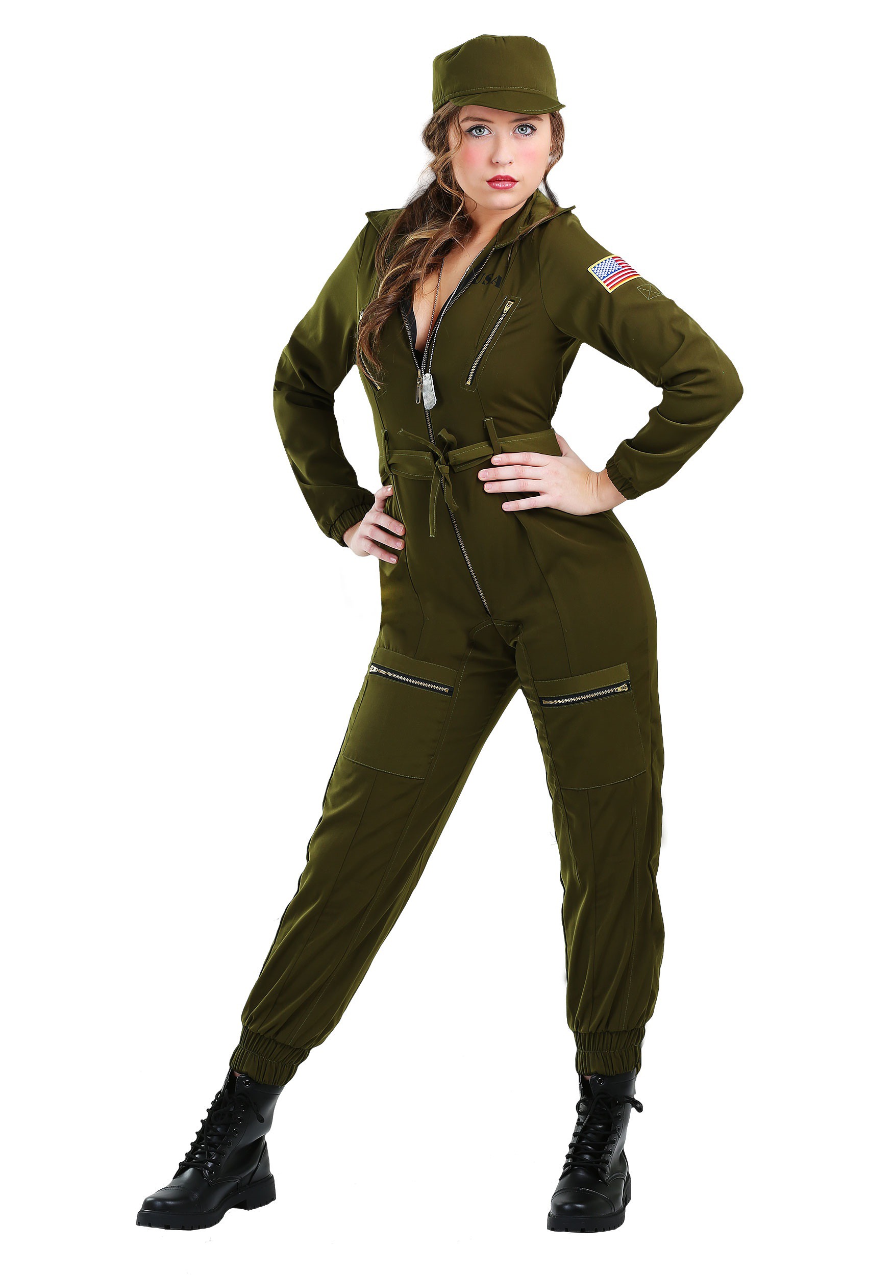 Army Flightsuit Costume For Women , Army Uniform Costumes