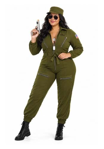 Plus Size Women's Army Flightsuit Costume UPD 1