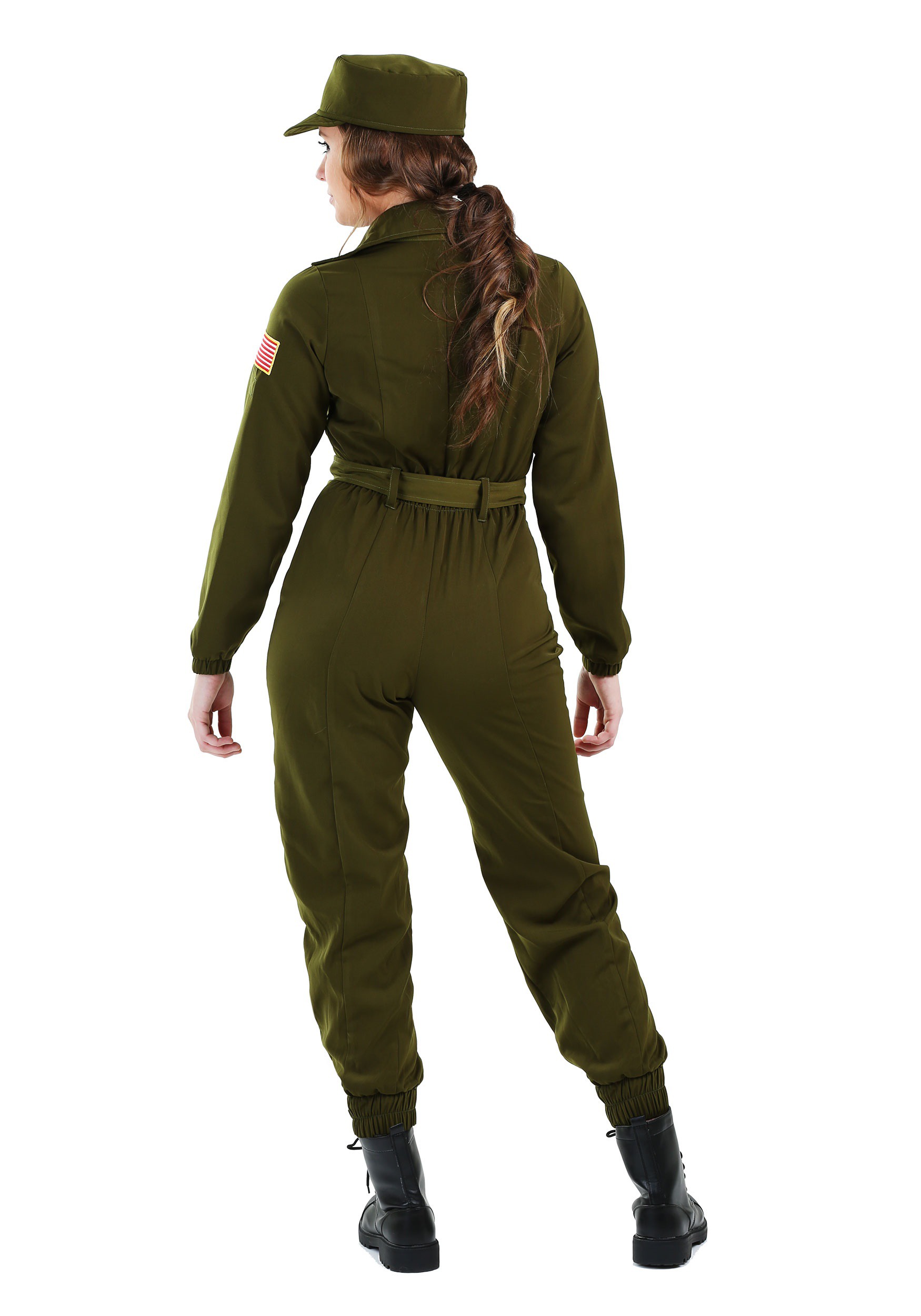Plus Size Army Flightsuit Costume for Women 1X 2X