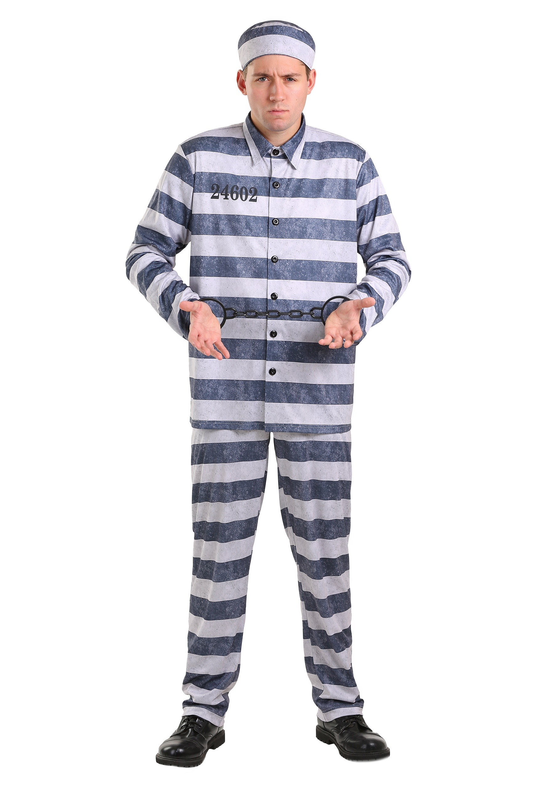 thumbnail image 2 of Fun World Prisoner/Jail Convict Costume For Men – Adult One Size Black/White 2 of 5