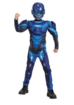 Child Halo Blue Spartan Muscle Chest Costume