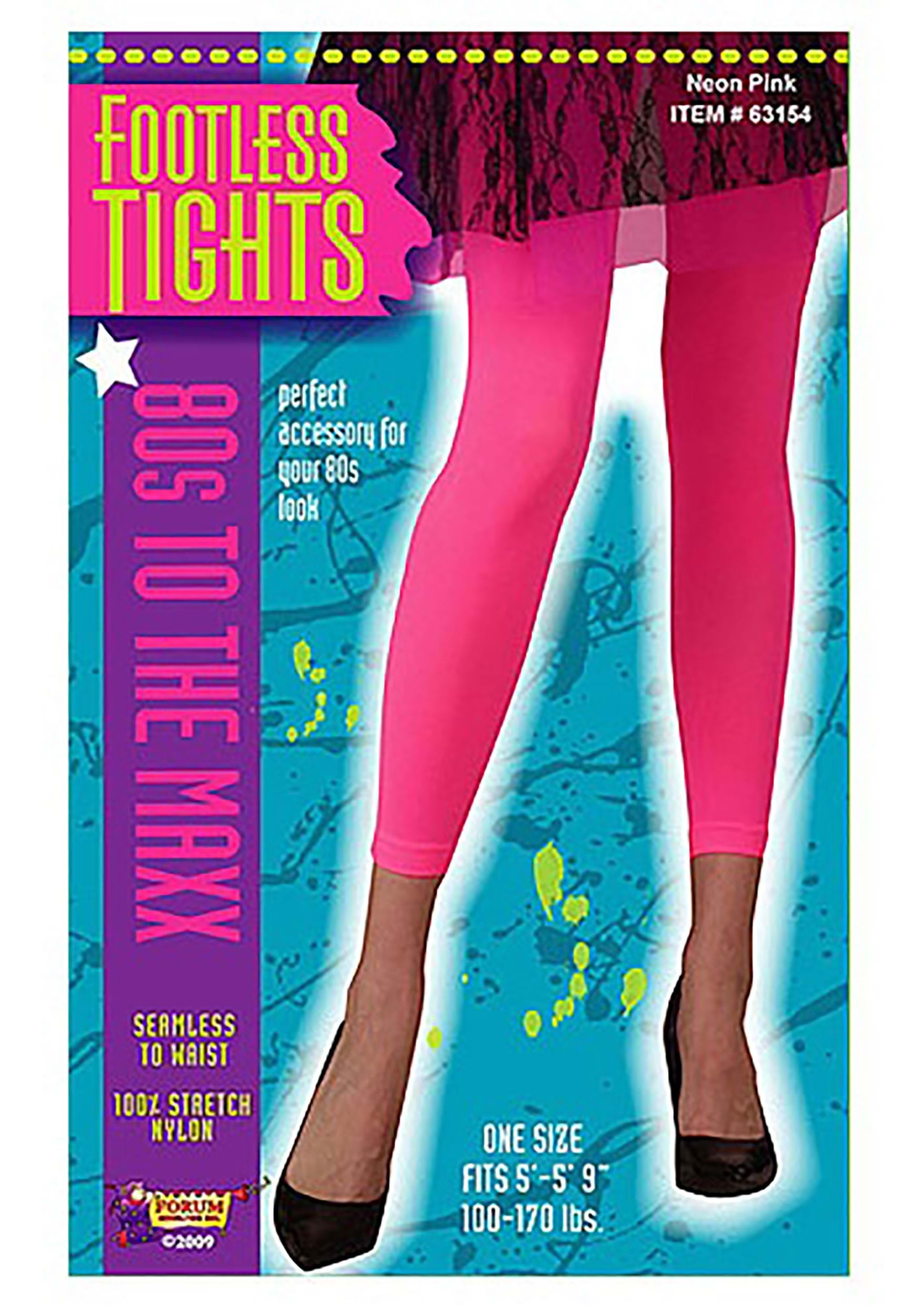 Shredded Neon Pink Footless 1980s Costume Tights