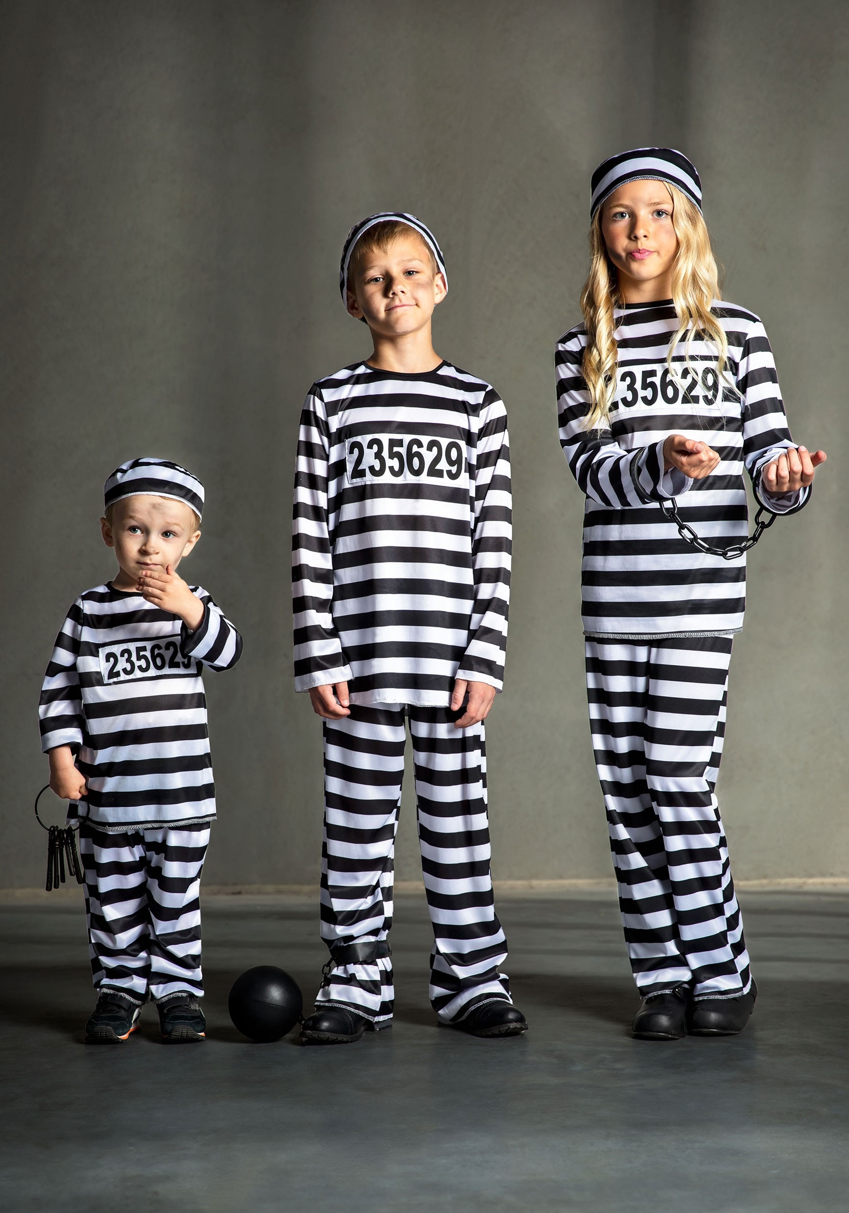 PRISONER BOY JAIL GAOL CONVICT BOYS GIRLS CHILD FANCY DRESS UP HALLOWEEN COSTUME