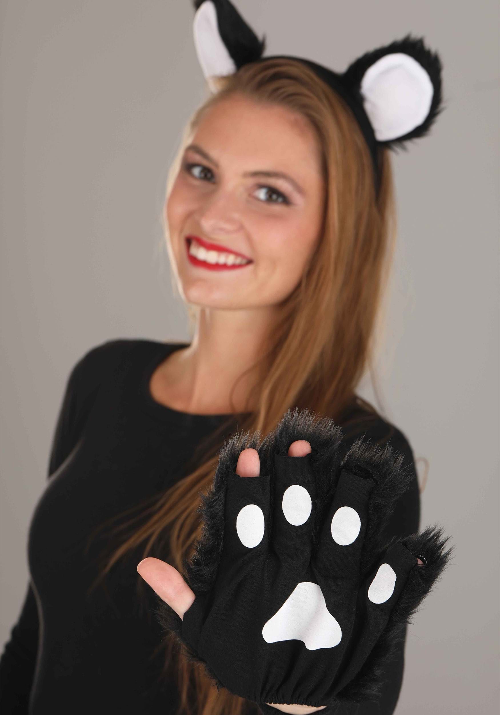 deLux skull CAT HAT knit ADULT costume FLEECE LINED black feline anime emo ears 