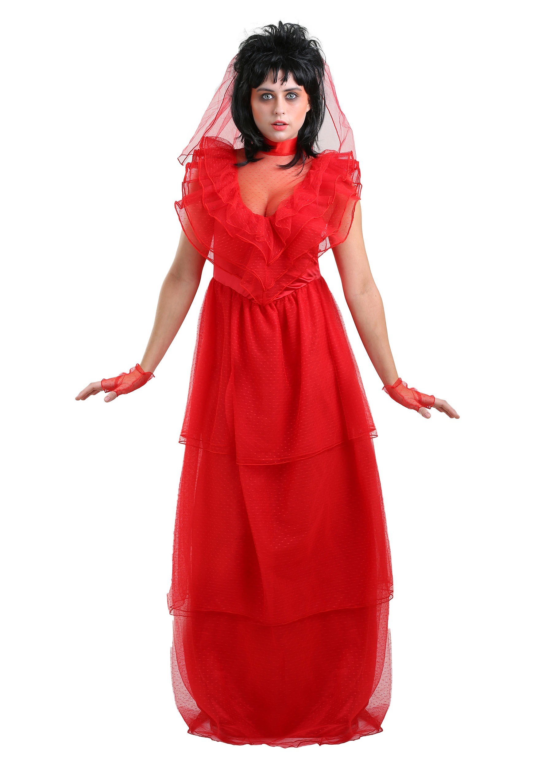 red gothic womens wedding dress