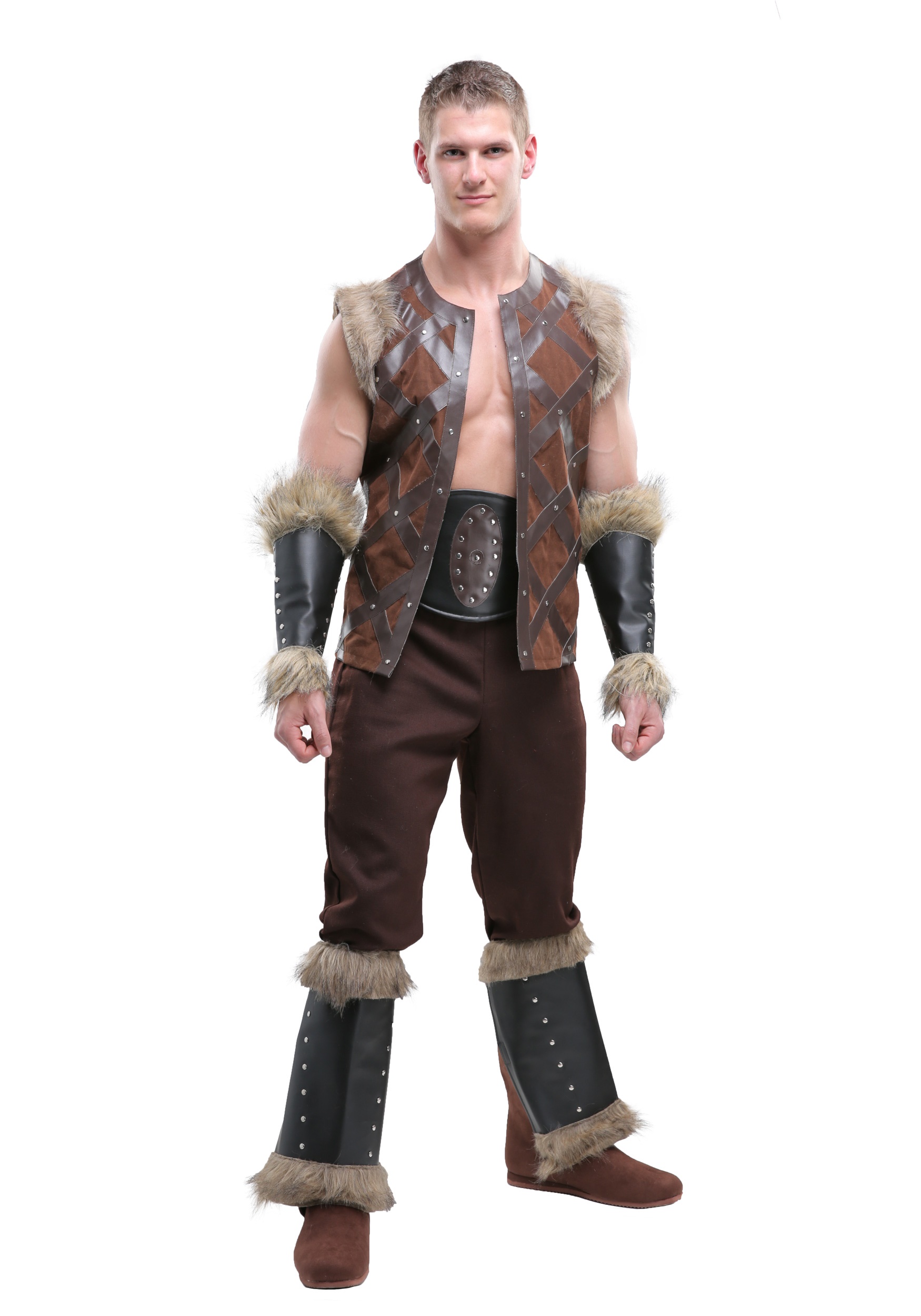 Mens Viking Warrior Costume Adult Barbarian Nordic Game Of Thrones Fancy Dr...