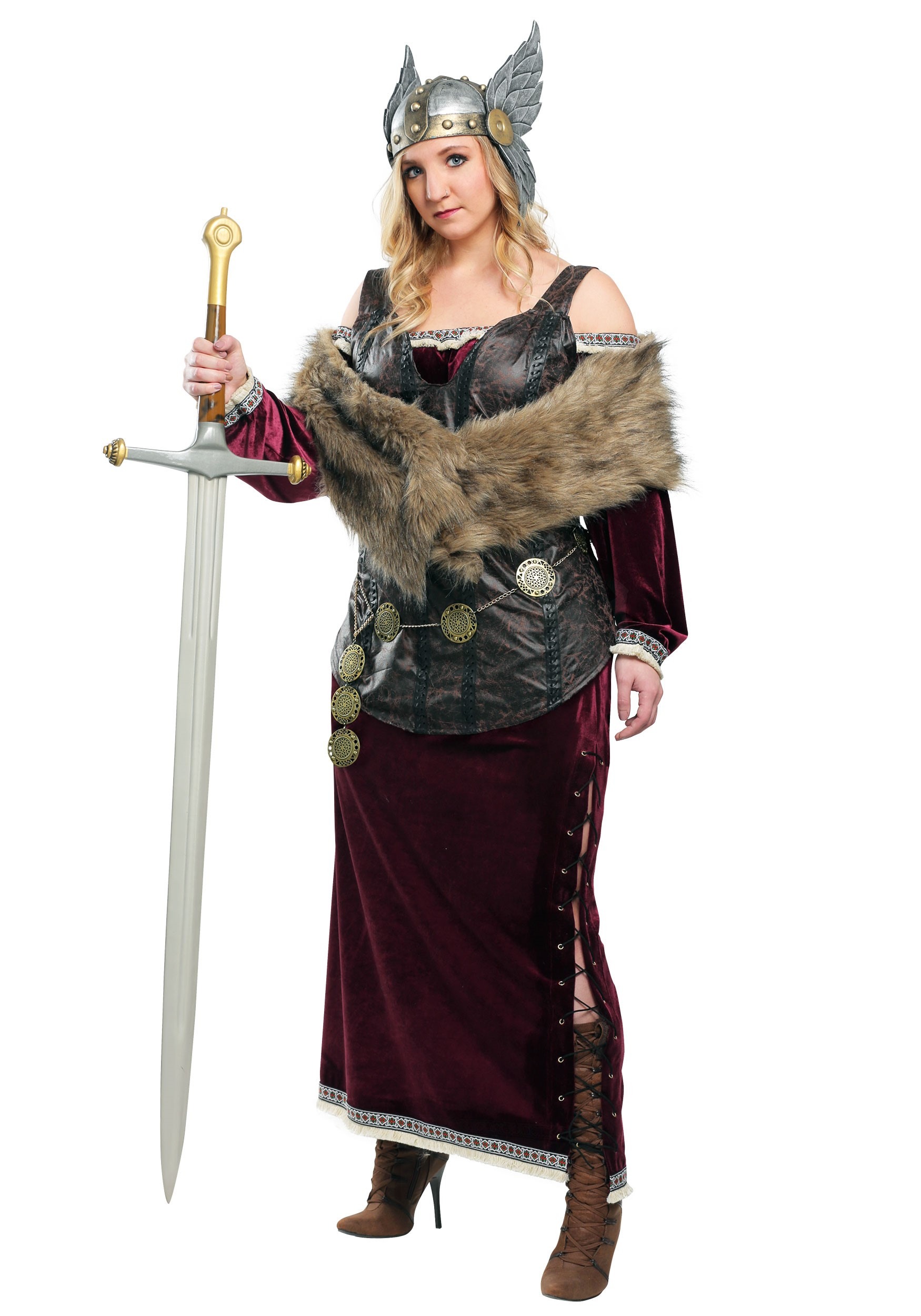 Fun Costumes Women's Plus Size Viking Goddess Costume, 1X