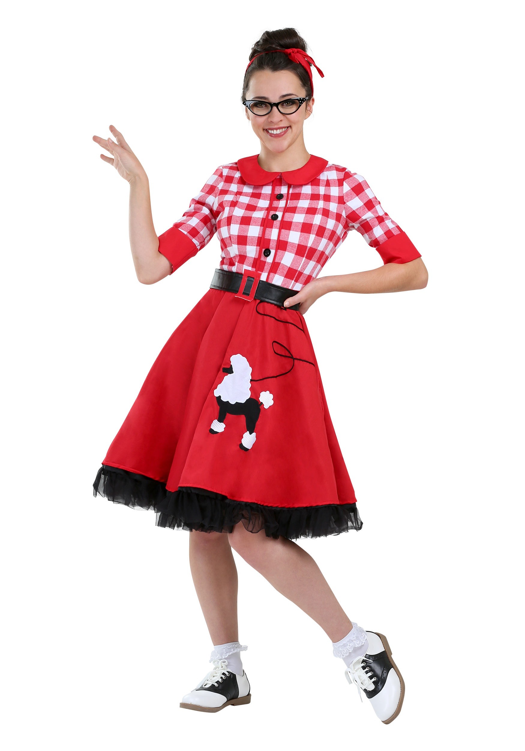 Red 50s Circle Skirt Sheer Scarf Set Sock Hop Swing Dance Retro Costume Ubicaciondepersonas 
