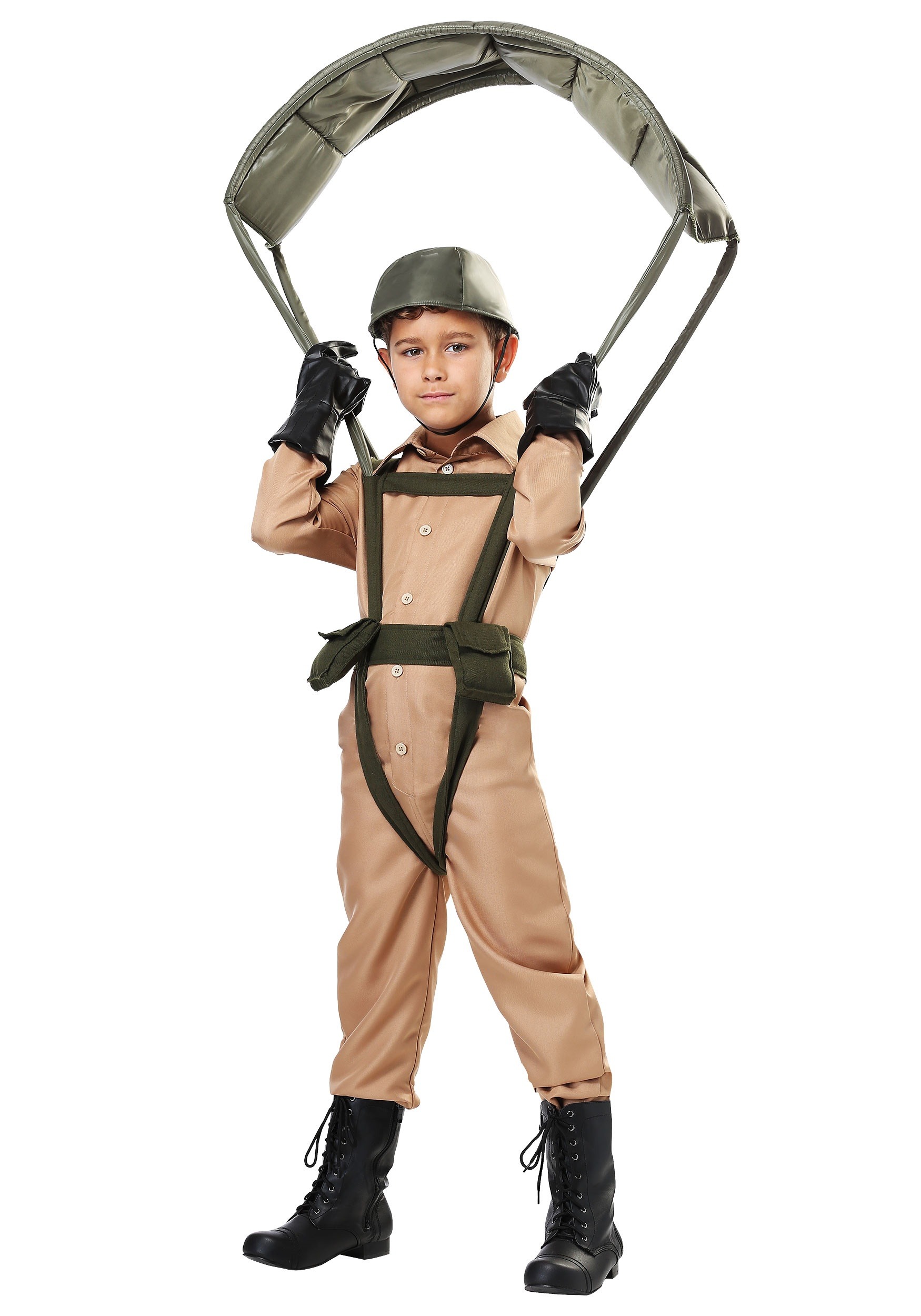 Photos - Fancy Dress FUN Costumes Paratrooper Costume for Kids Green/Beige