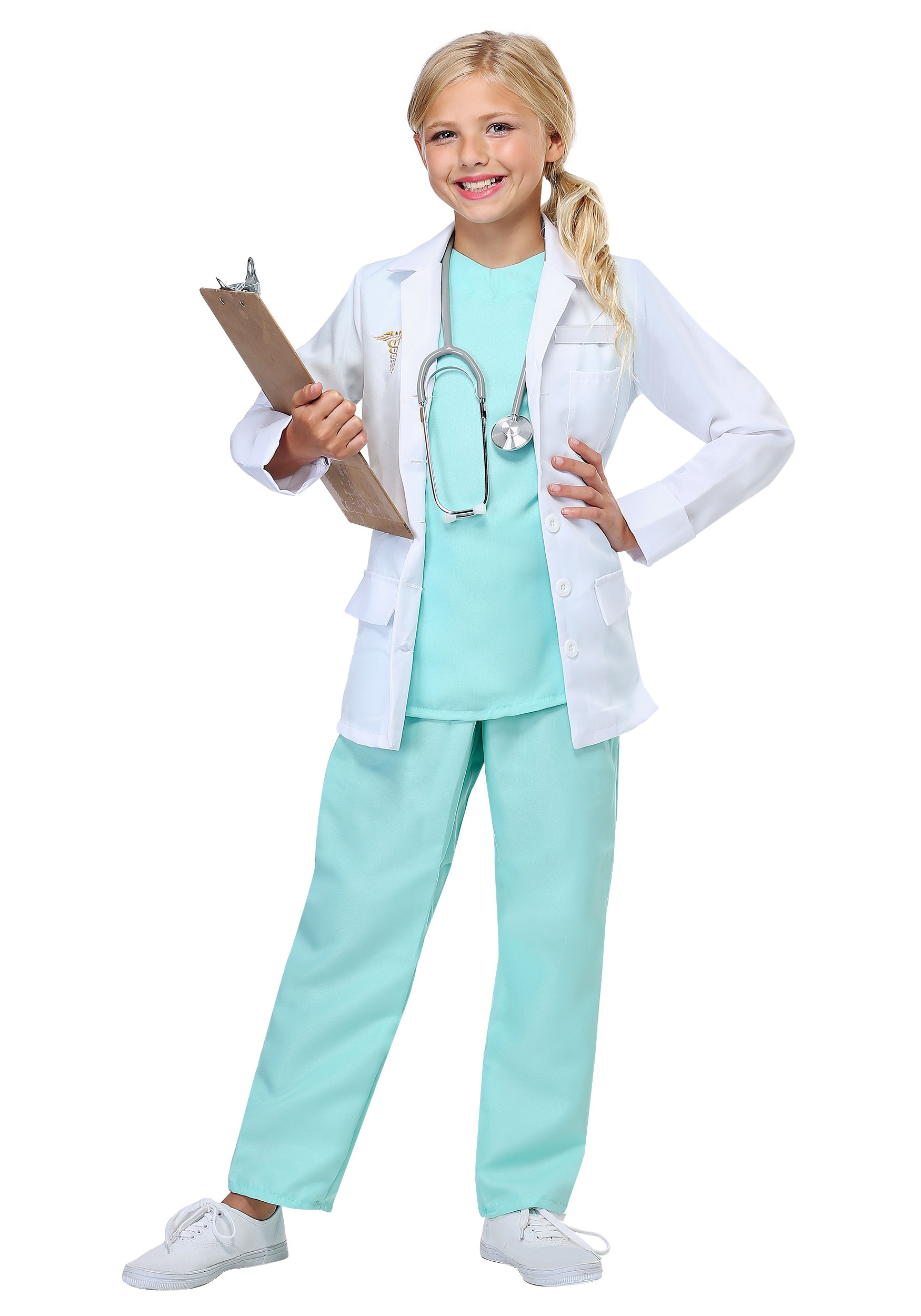 Kids Boys Girls Lab Coat Costume Doctor Uniform Medical Hospital Fancy Dress Up 