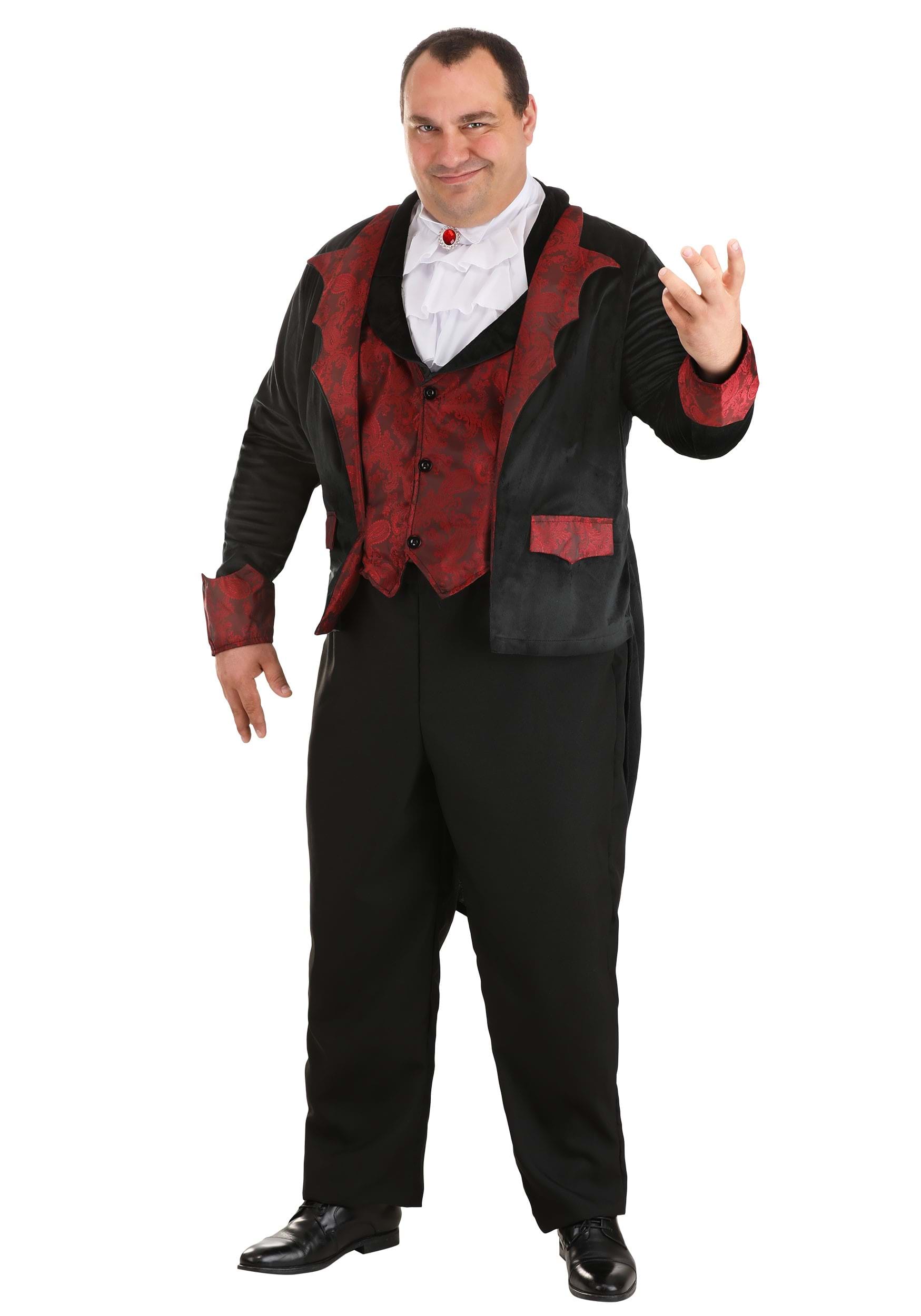 Photos - Fancy Dress FUN Costumes Dashing Vampire Costume for Plus Size Men Black/Red/W