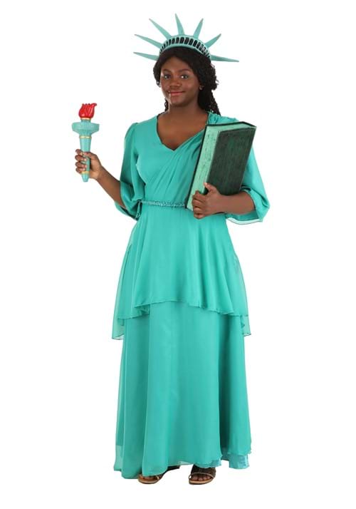 Women's Plus Size Statue of Liberty Costume-1