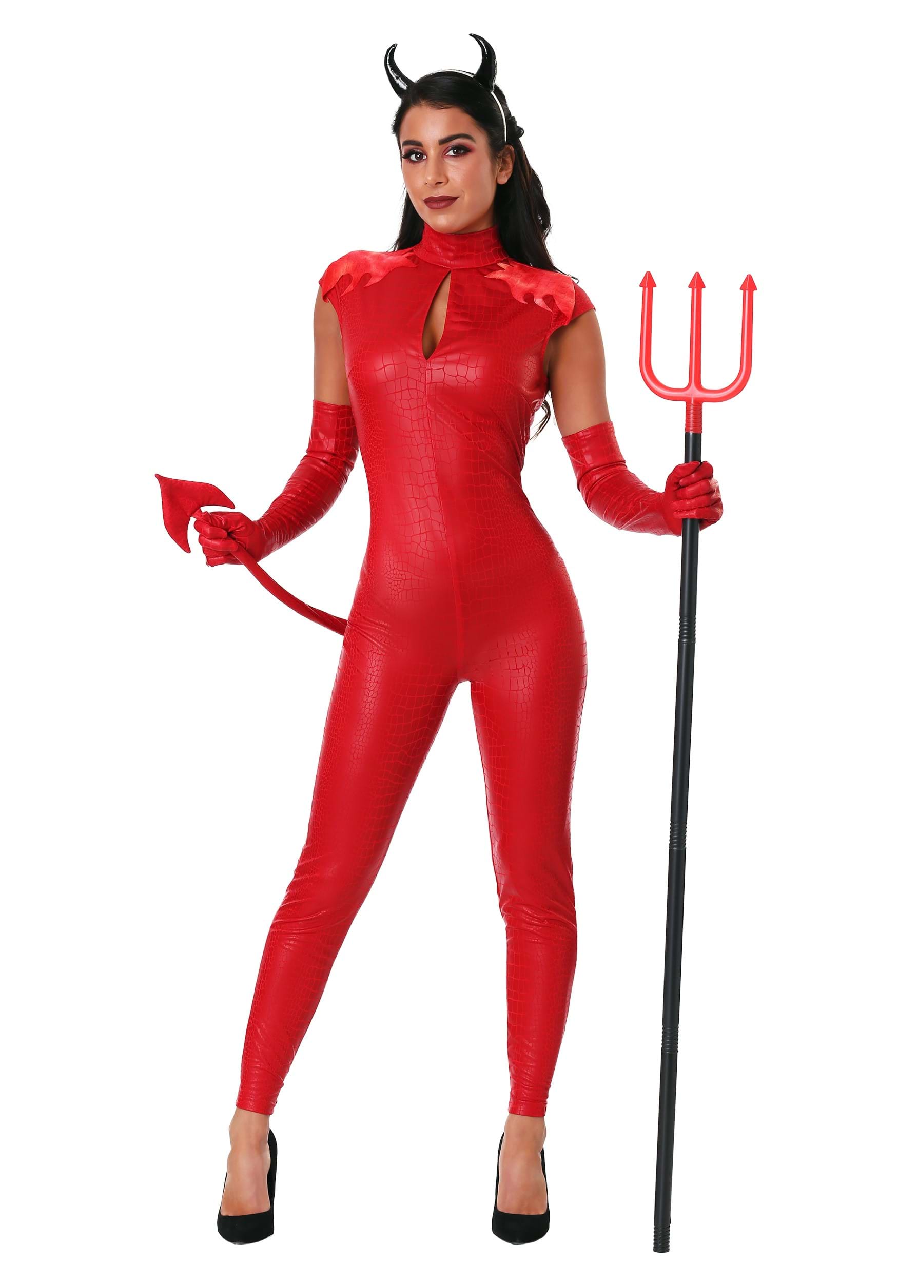 Red Devil Horns Headband And Pitch Fork Satan Trident Costume Accessories