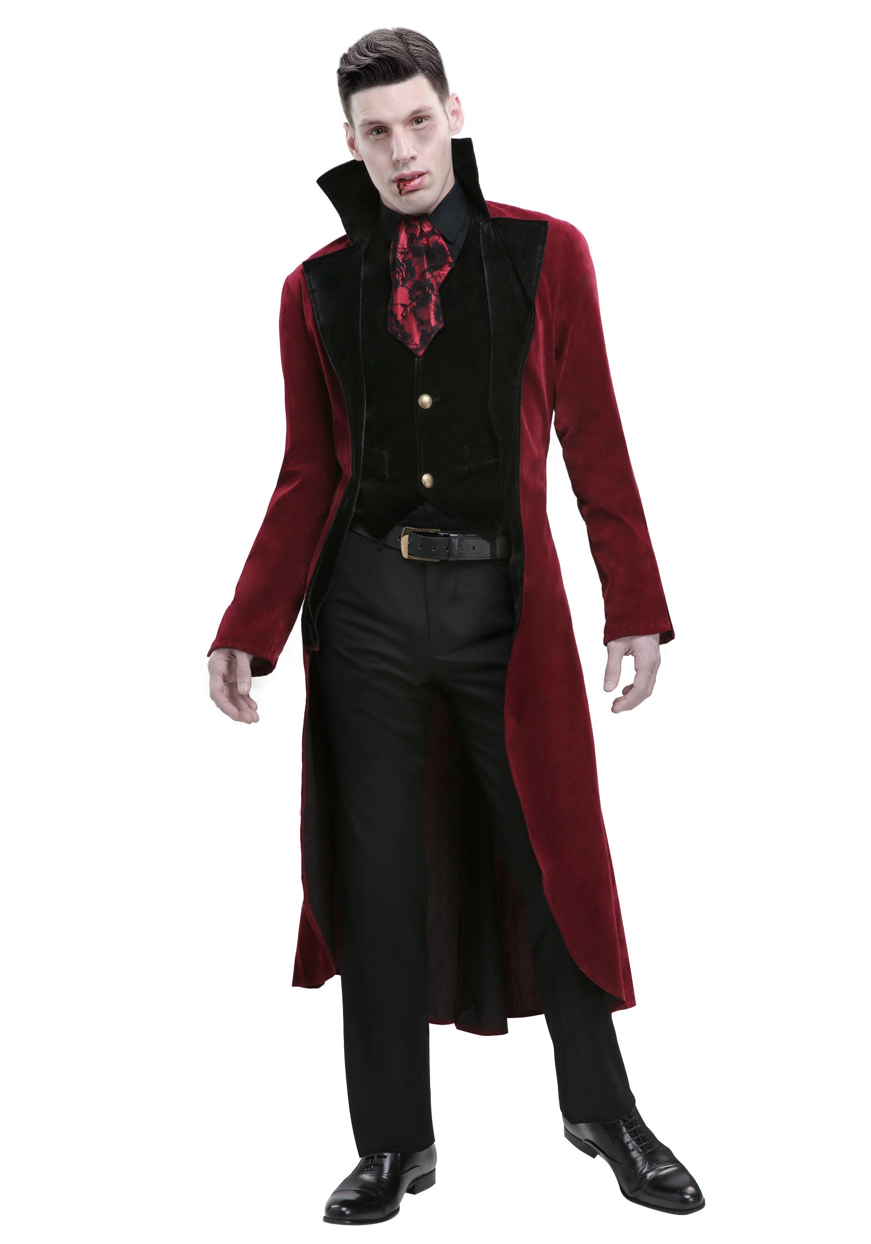 Men's Dreadful Vampire Costume Vest and Frock Coat (Regular Sizes)