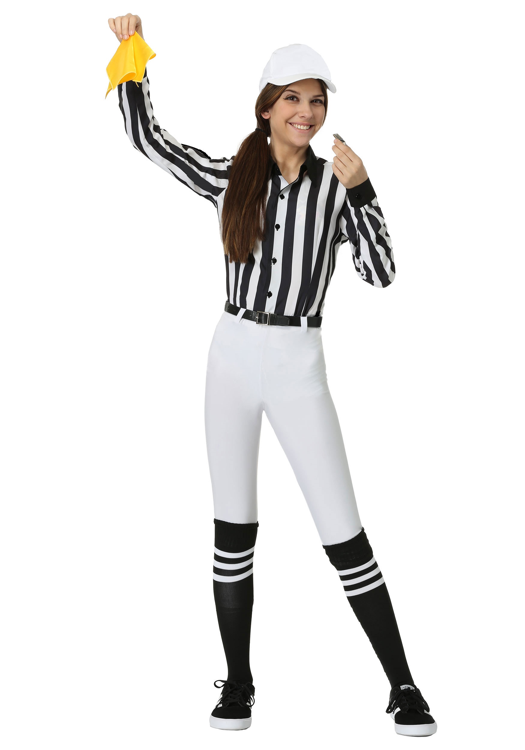 Referee Adult Black and White Costume Shirt and Hat Standard Size Adult