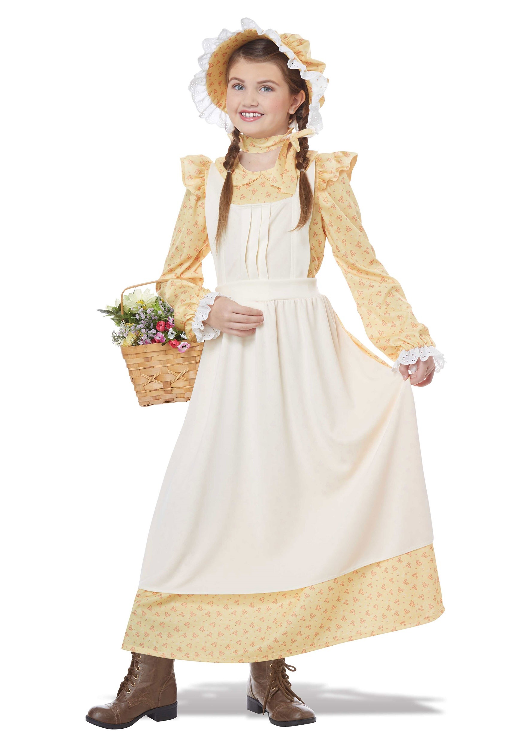 Photos - Fancy Dress California Costume Collection Girls Prairie Girl Costume White/Yellow 