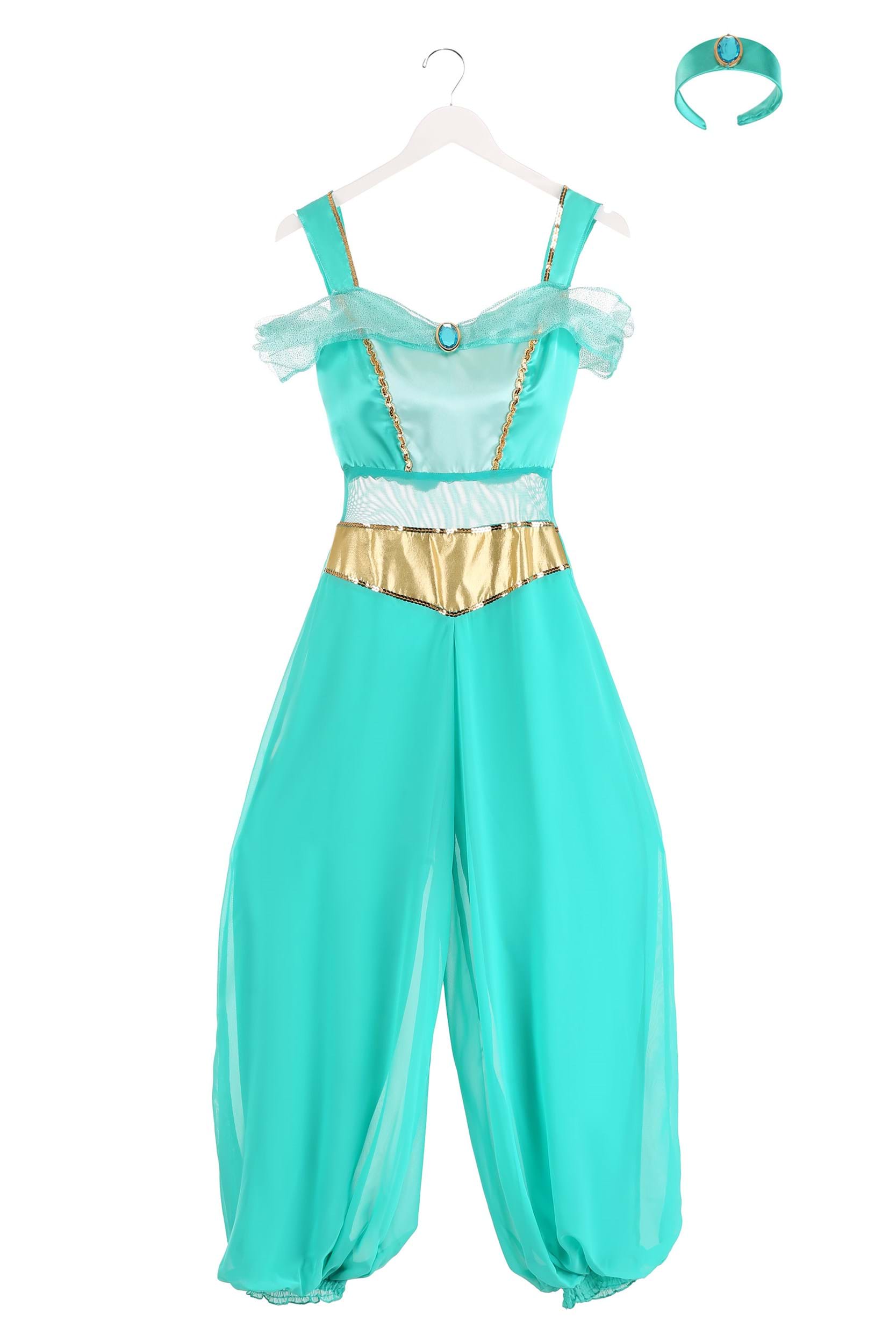 Disguise Disfraz de Disney Aladdin Jasmine Sassy Prestige para mujer,  verde, mediano 8-10, Turquesa