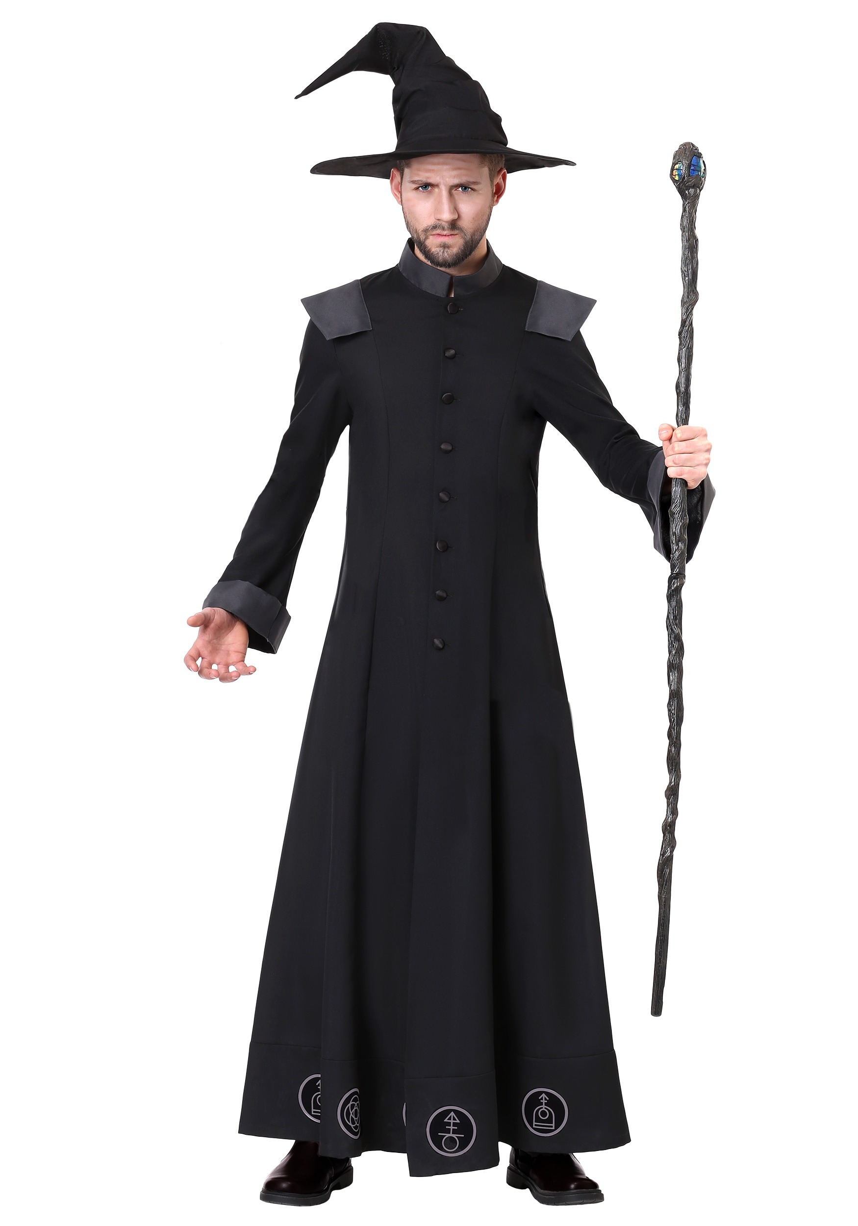 Adults Ladies Mens Halloween Warlock Skeleton Costume Onesize fits 8-14 Black 