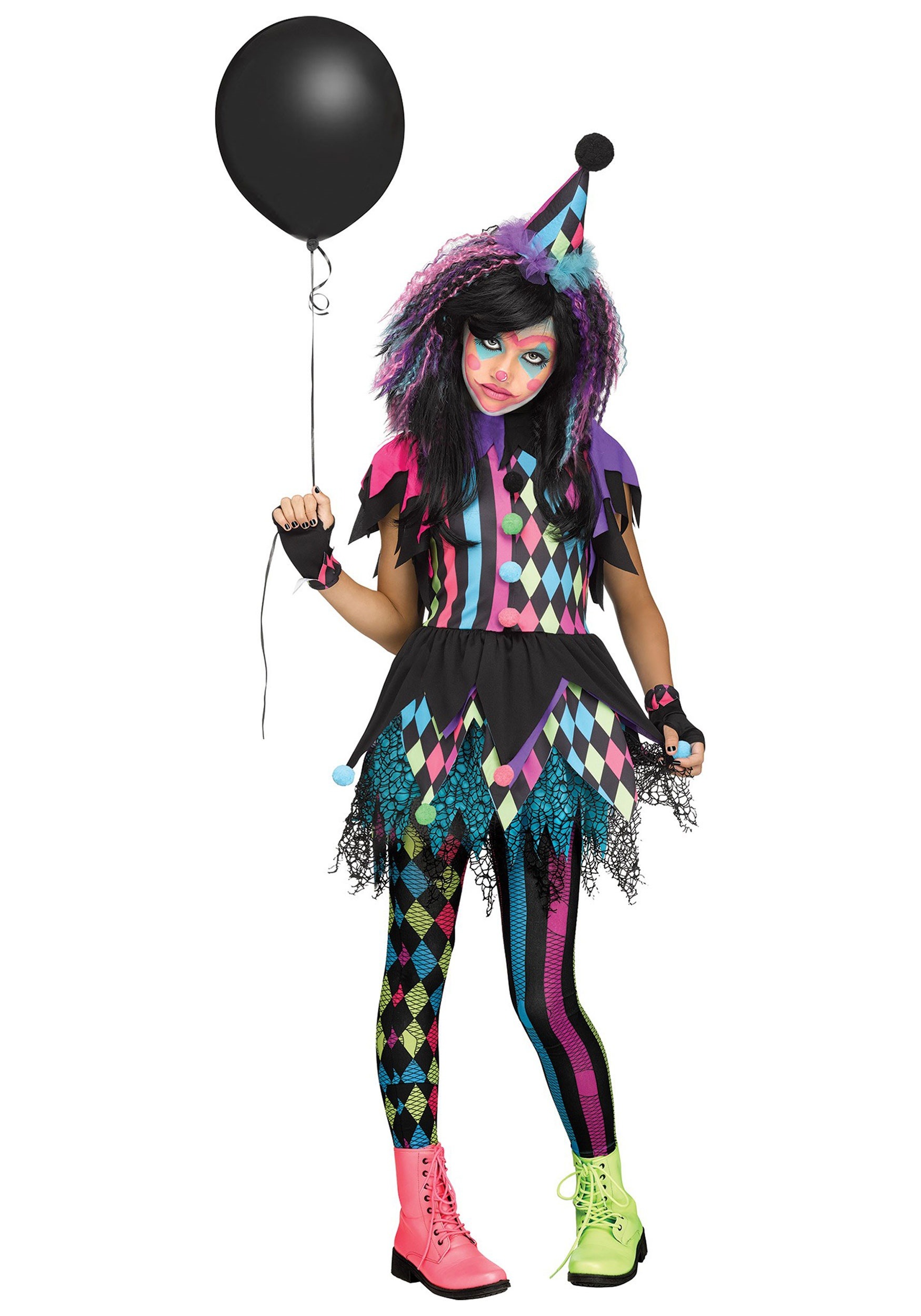 Teens Clown Party Suit Costume Carnival Circus Halloween Costume 12-14 years 