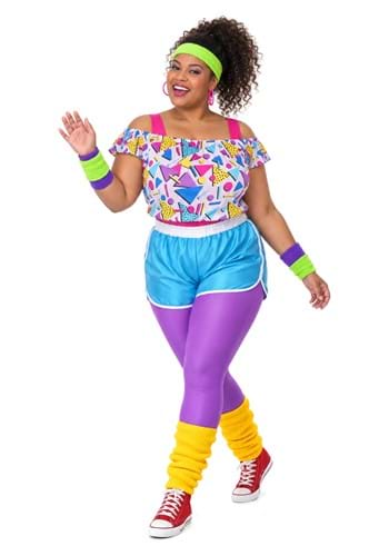 Womens Plus Size Work It Out 80s Costume New Main