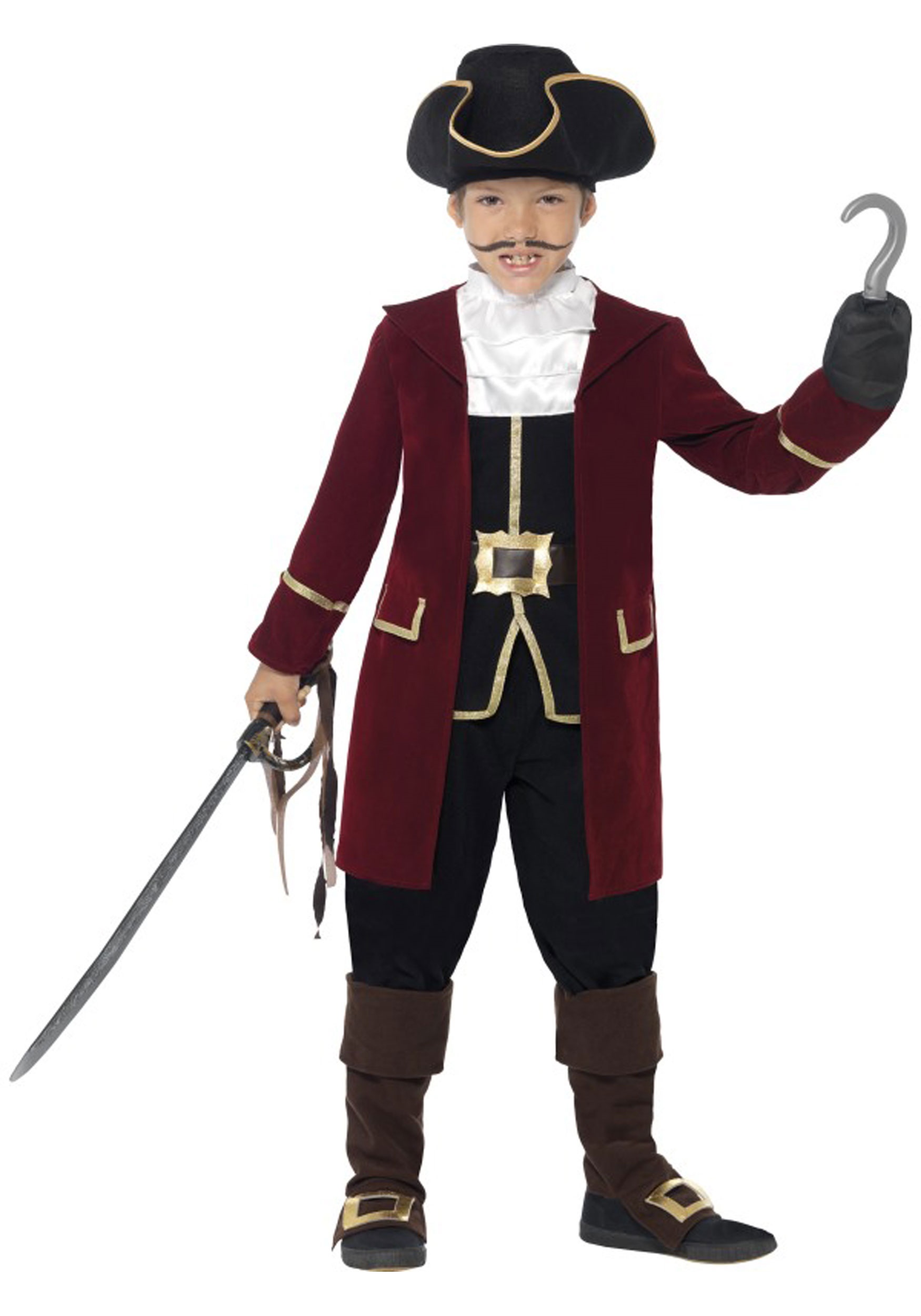 Child Captain Hook Neverland Pirate Deluxe Costume Teen 