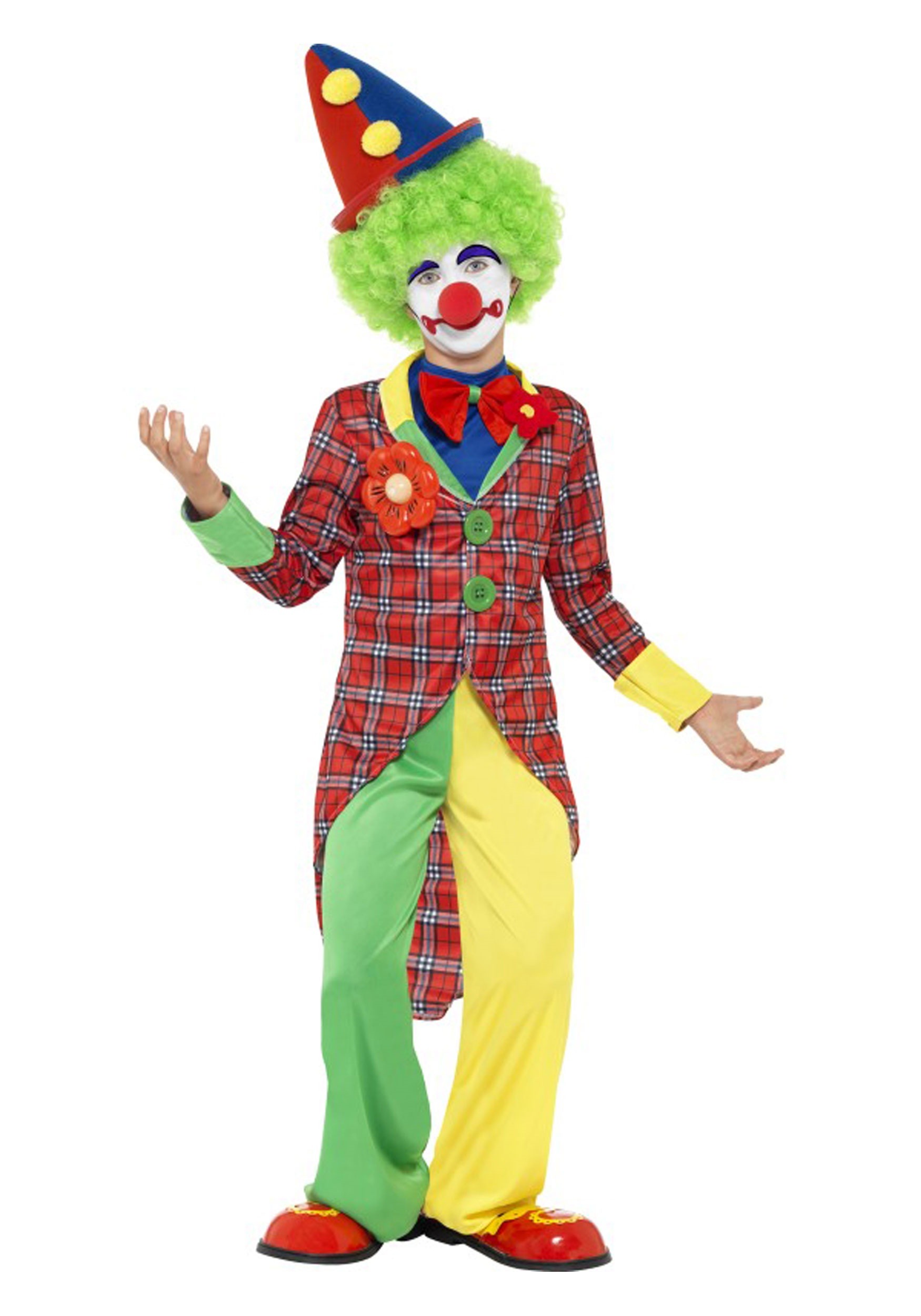 Photos - Fancy Dress Clown Smiffys  Kids Costume Green/Red/Yellow 