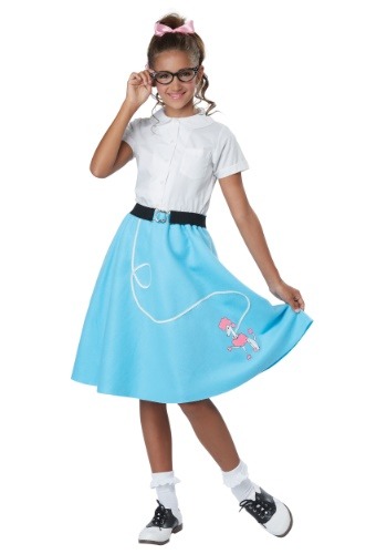 Girls Blue 50's Poodle Skirt
