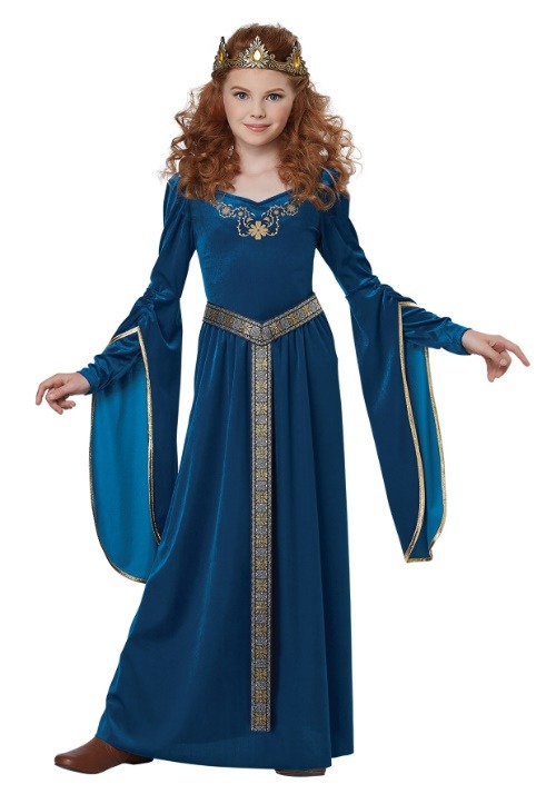 Teal Medieval Princess Girls Costume-update1