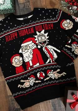 Adult Rick and Morty Happy Human Holiday Knit Sweater